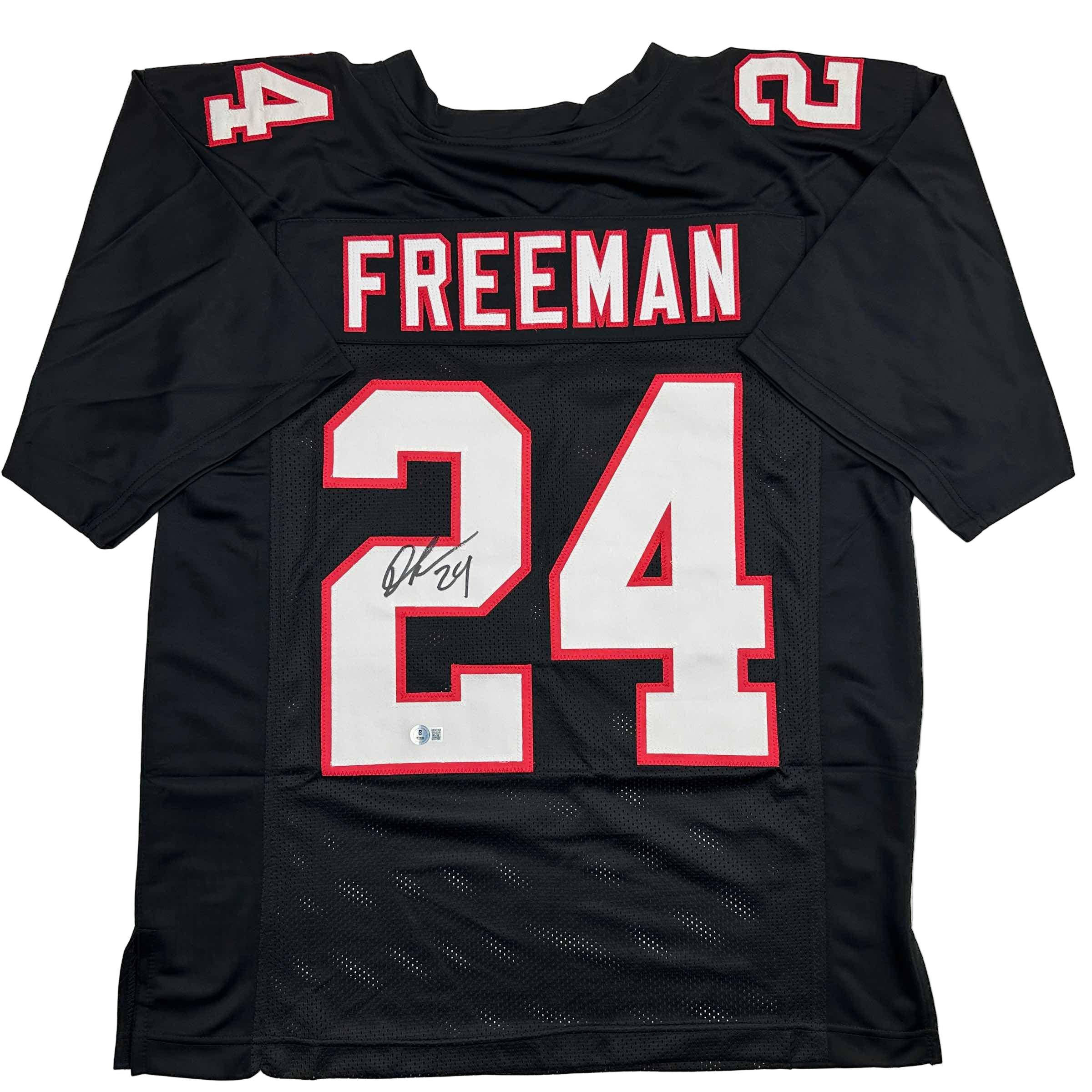 Autographed/Signed Devonta Freeman Atlanta Retro Black Football Jersey Beckett BAS COA