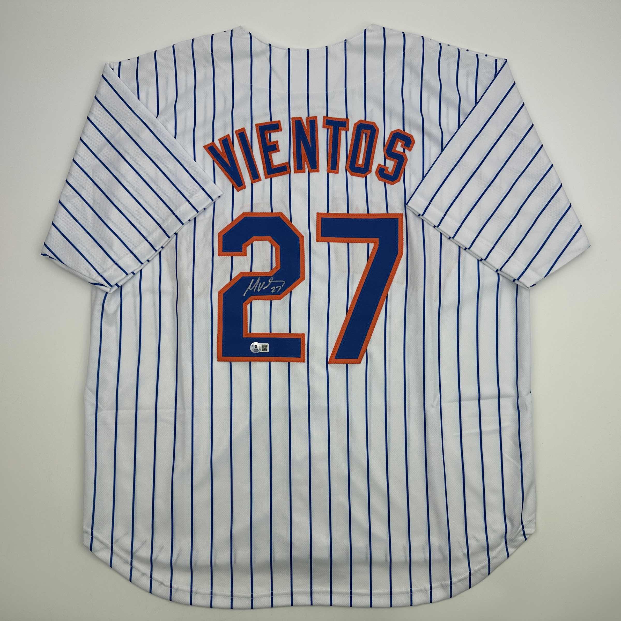 Autographed/Signed Mark Vientos New York Pinstripe Baseball Jersey Beckett BAS COA