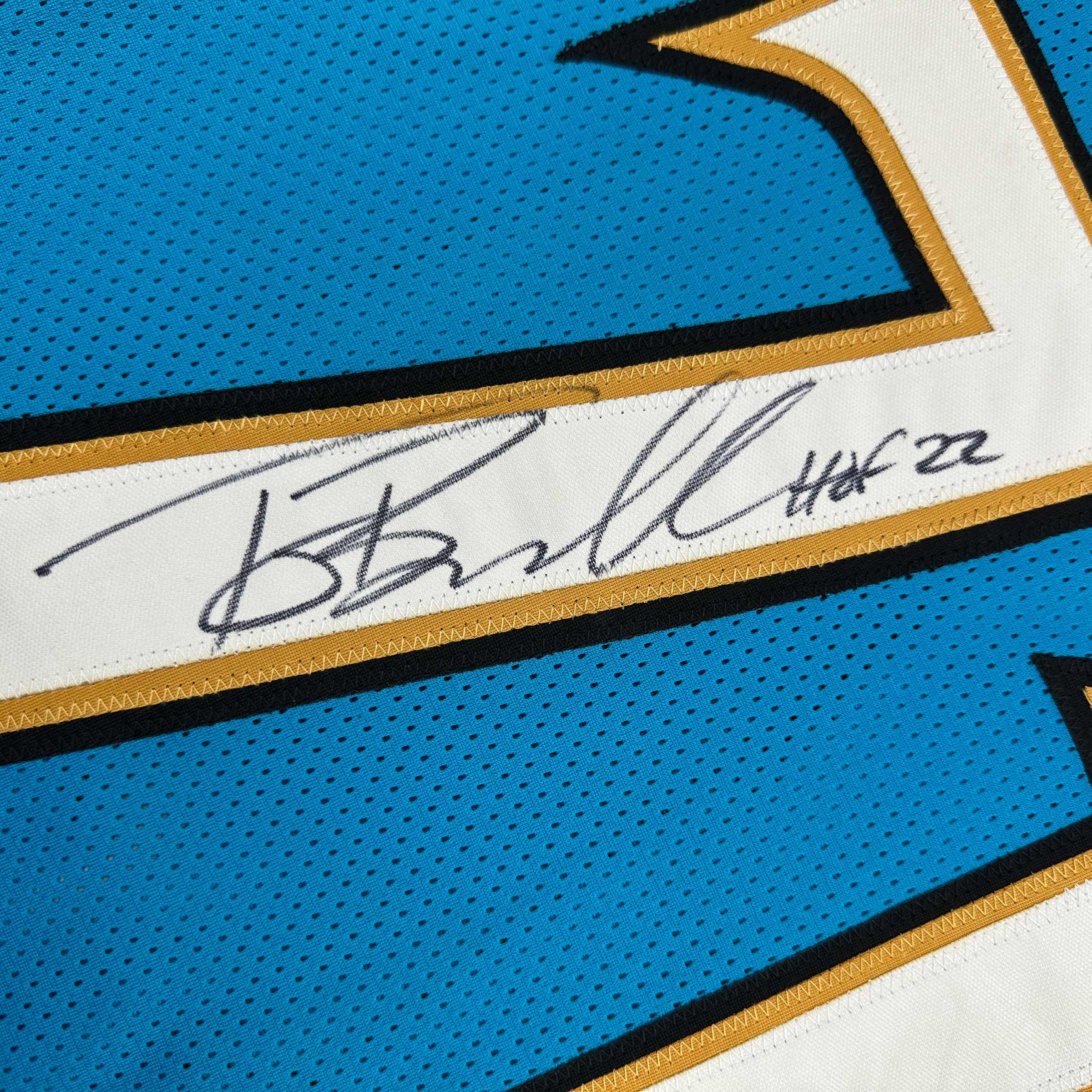 Autographed/Signed Tony Boselli HOF 22 Jacksonville Teal Football Jersey Beckett BAS COA