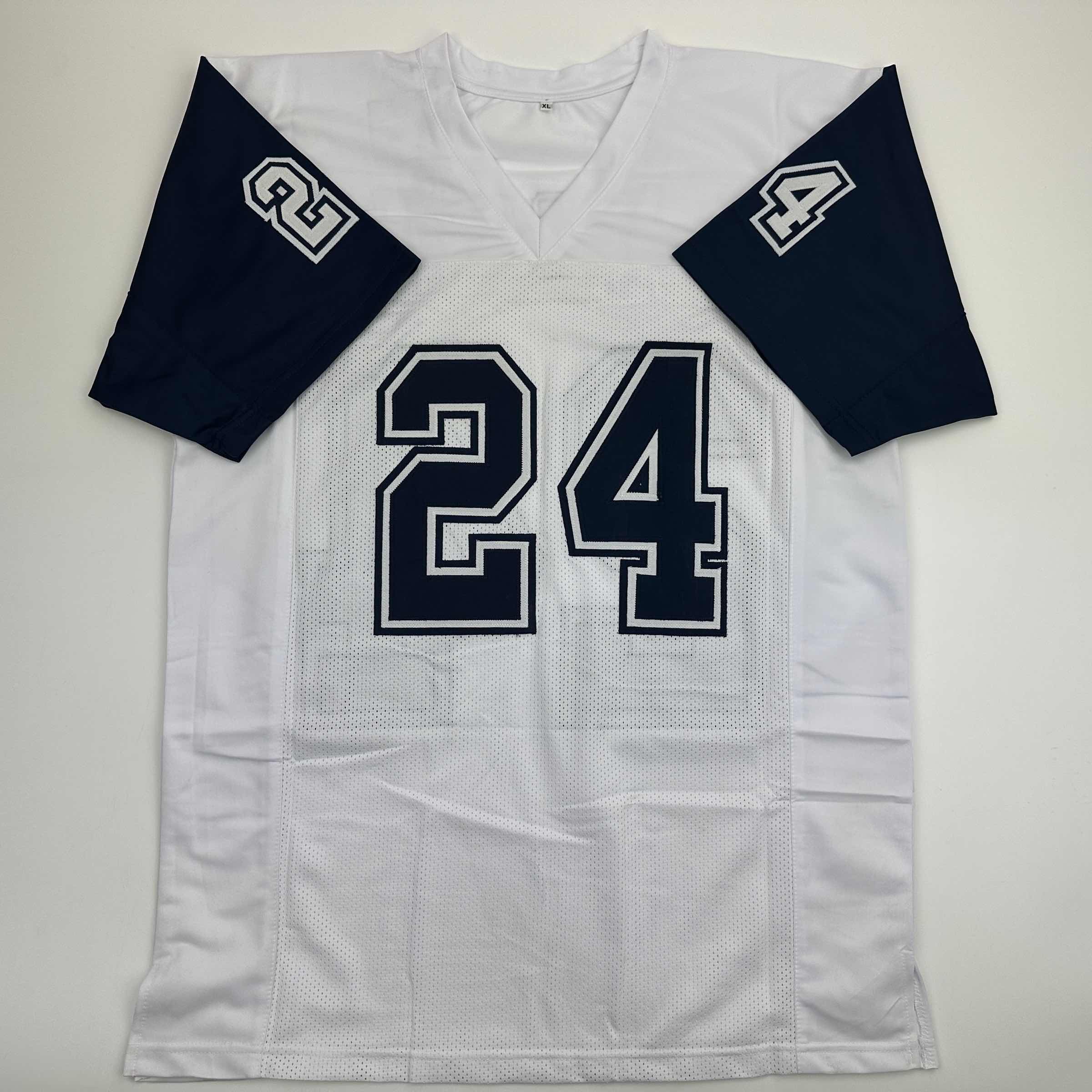 Autographed/Signed Larry Brown Super Bowl XXX MVP Dallas White Color Rush Football Jersey JSA COA