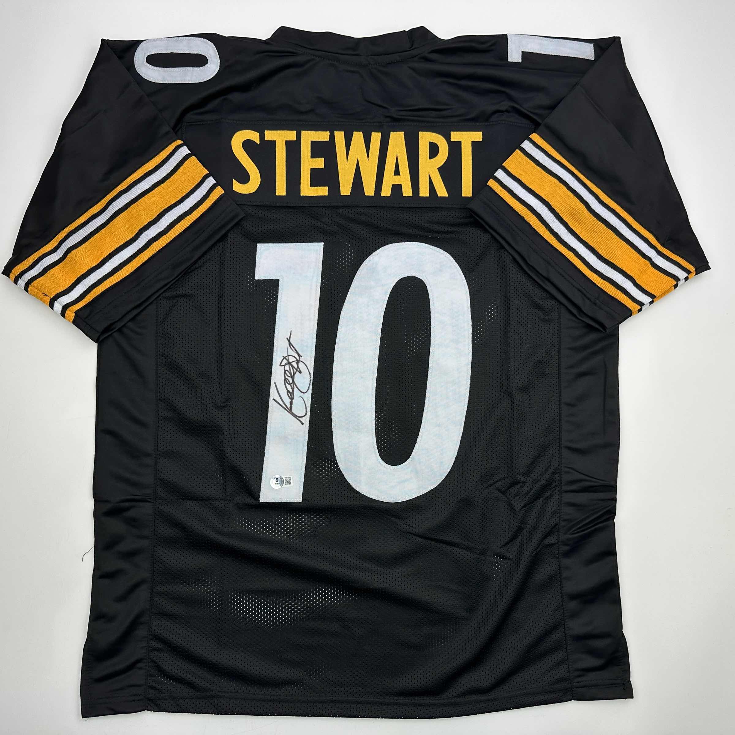 Autographed/Signed Kordell Stewart Pittsburgh Black Football Jersey Beckett BAS COA