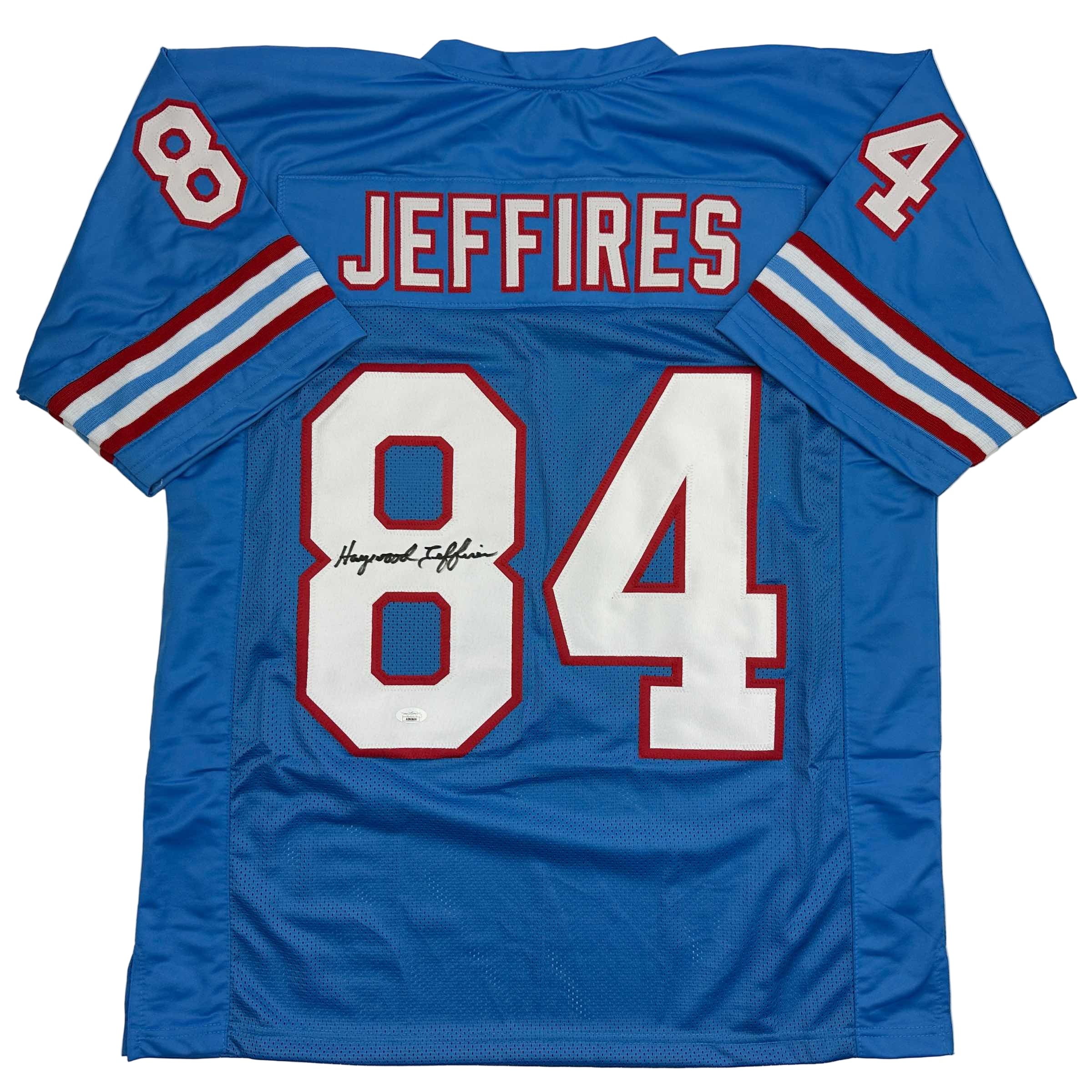 Autographed/Signed Haywood Jeffires Tennessee Retro Light Blue Football Jersey JSA COA