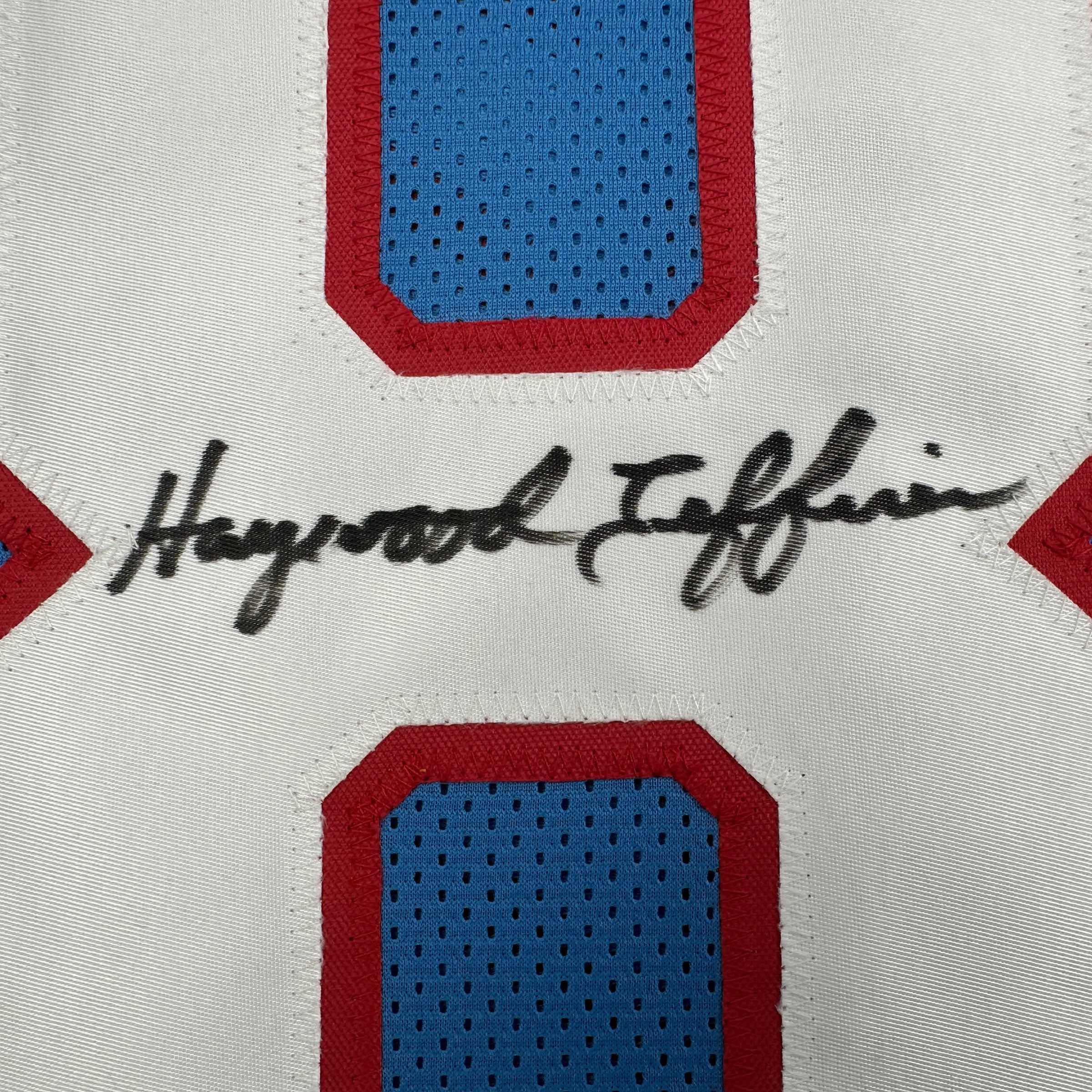 Autographed/Signed Haywood Jeffires Tennessee Retro Light Blue Football Jersey JSA COA