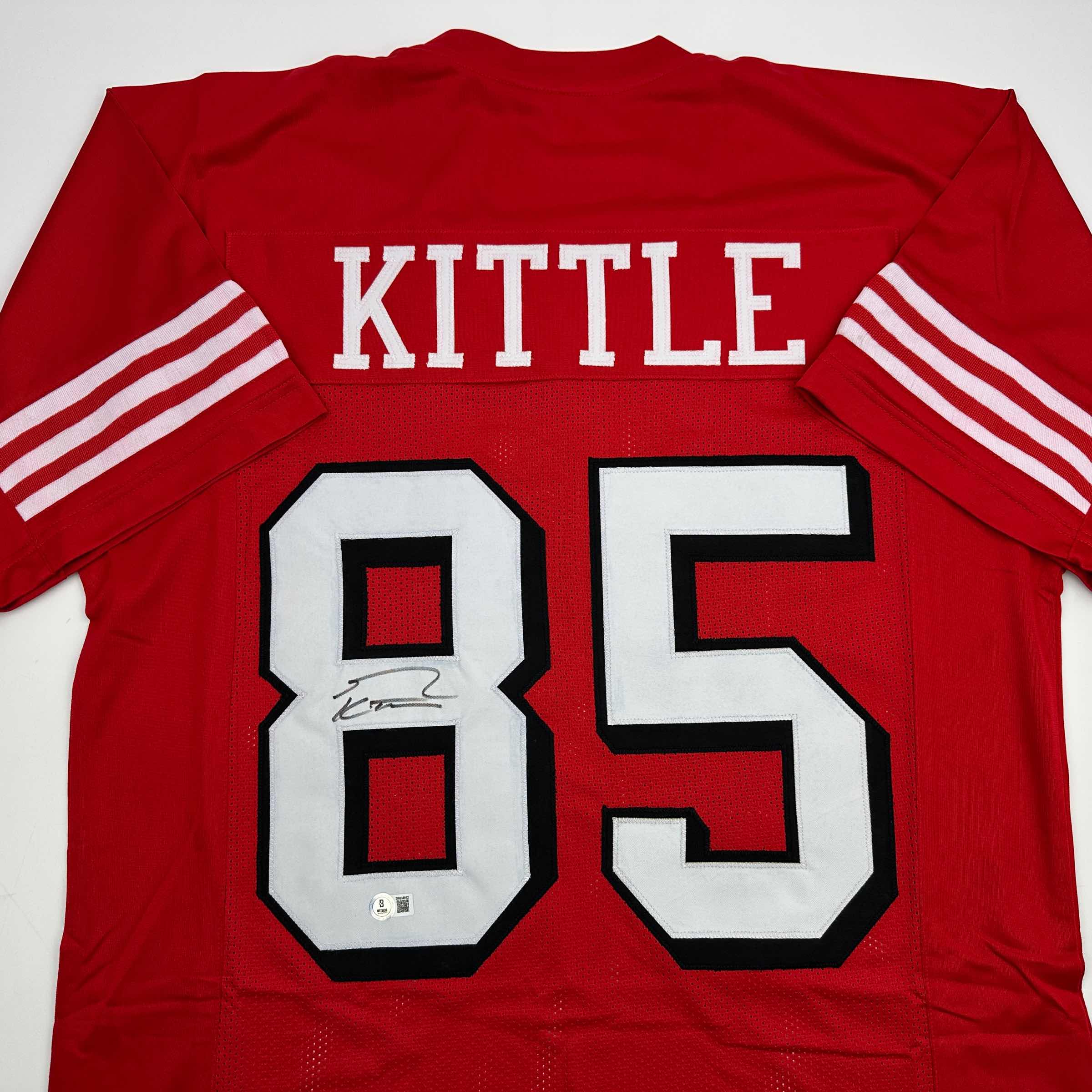 Autographed/Signed George Kittle San Francisco Red Alternate Football Jersey Beckett BAS COA