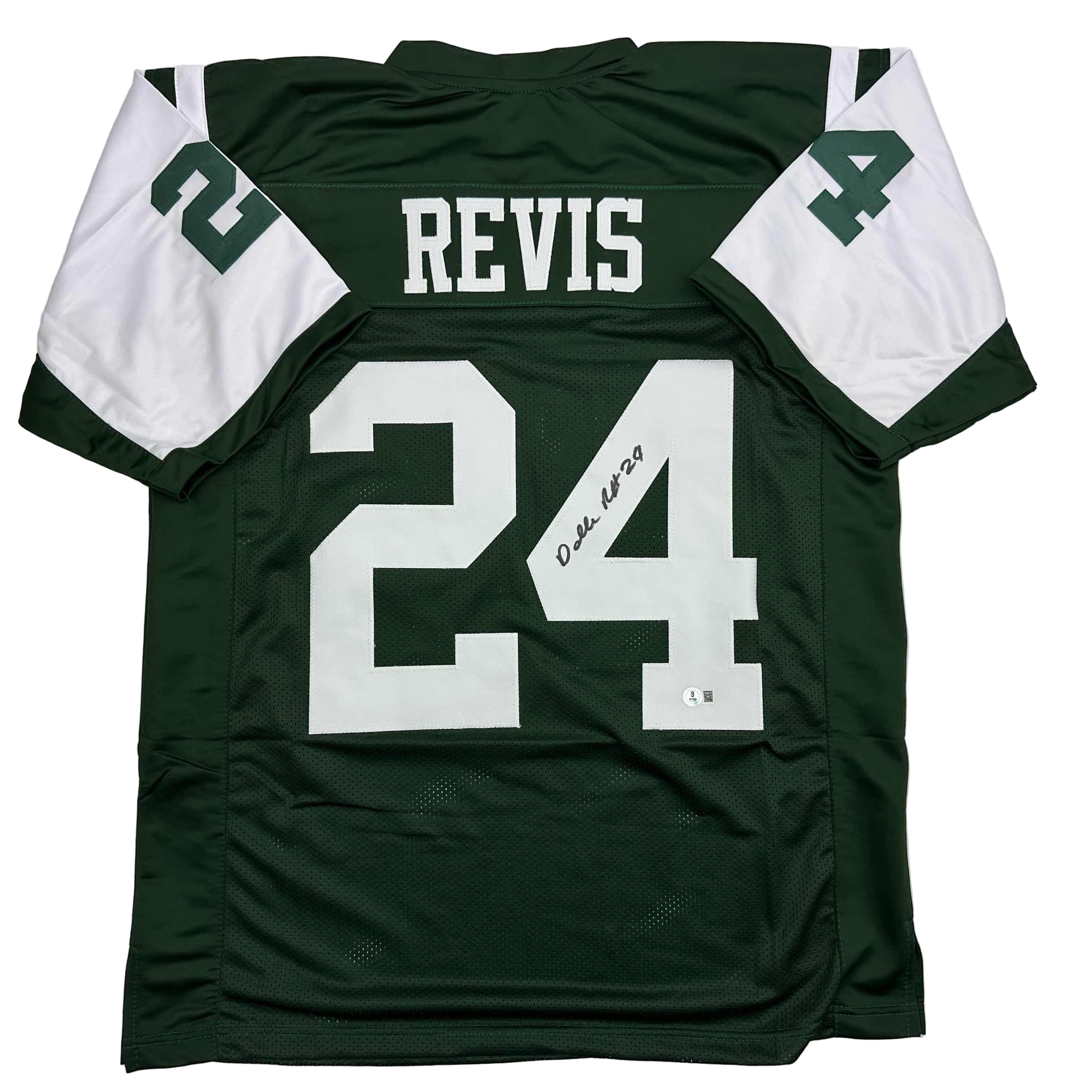 Autographed/Signed Darrelle Revis New York Green Football Jersey