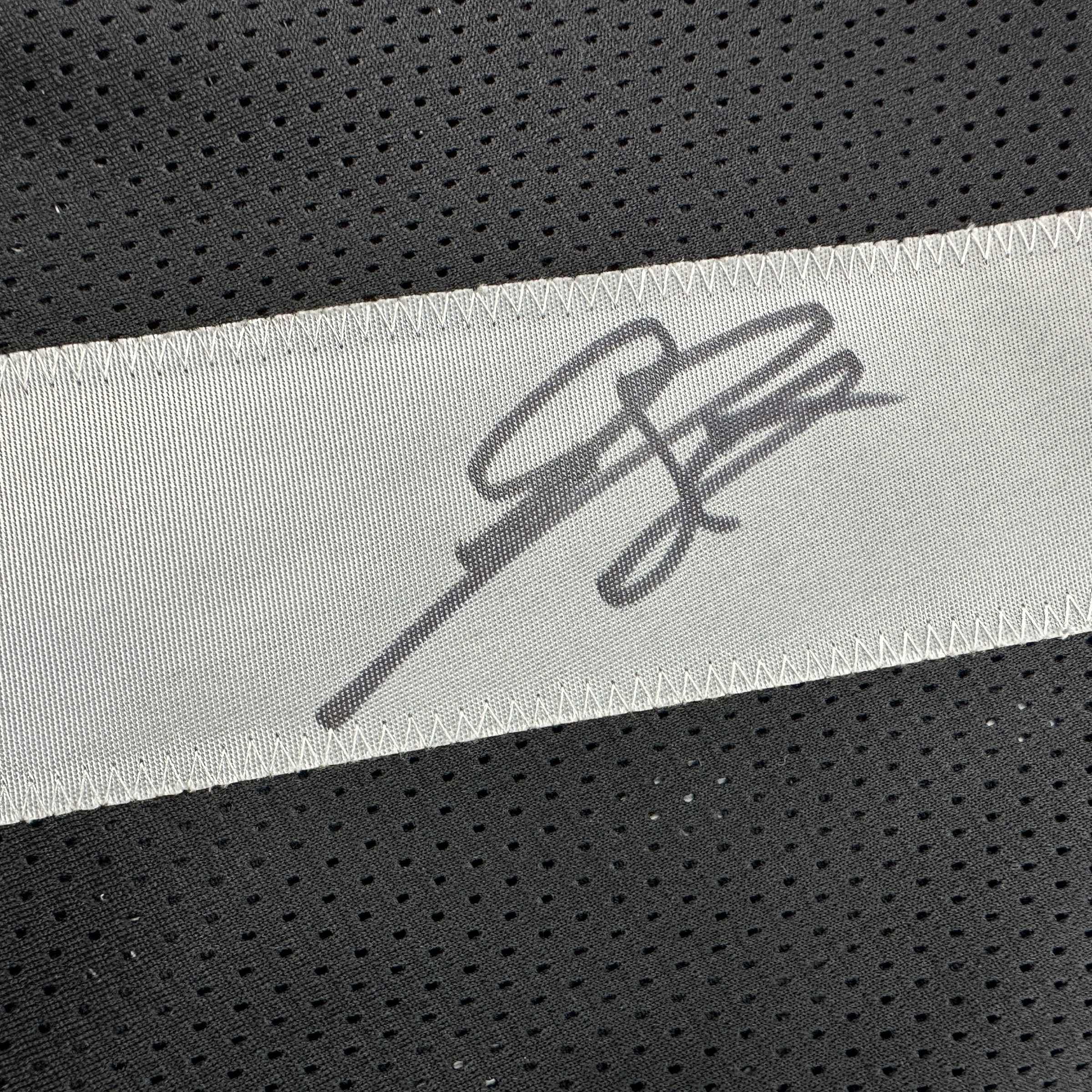 Autographed/Signed Geno Smith Oakland Black Football Jersey Beckett BAS COA