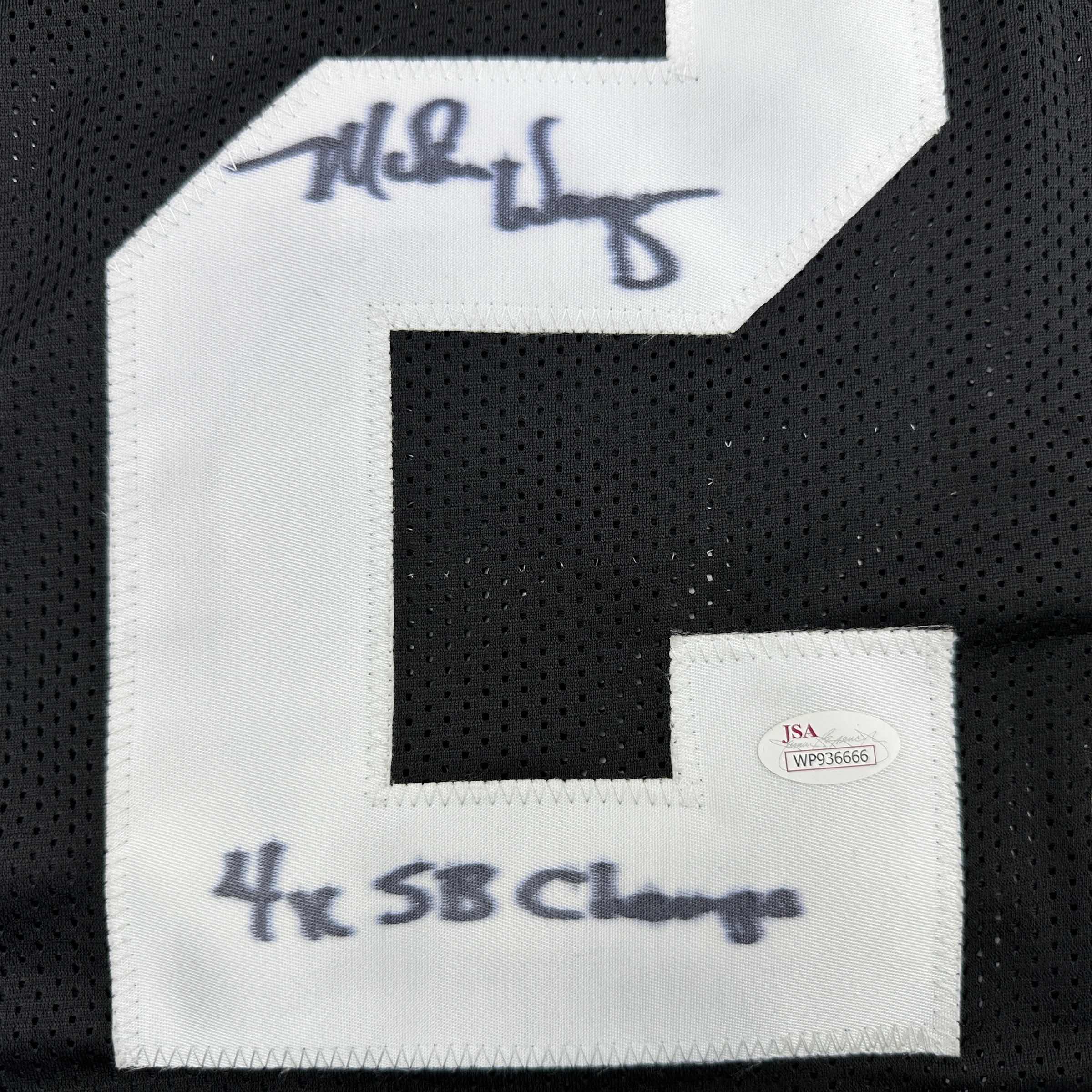 Autographed/Signed Mike Wagner 4x SB Champ Pittsburgh Black Football Jersey JSA COA