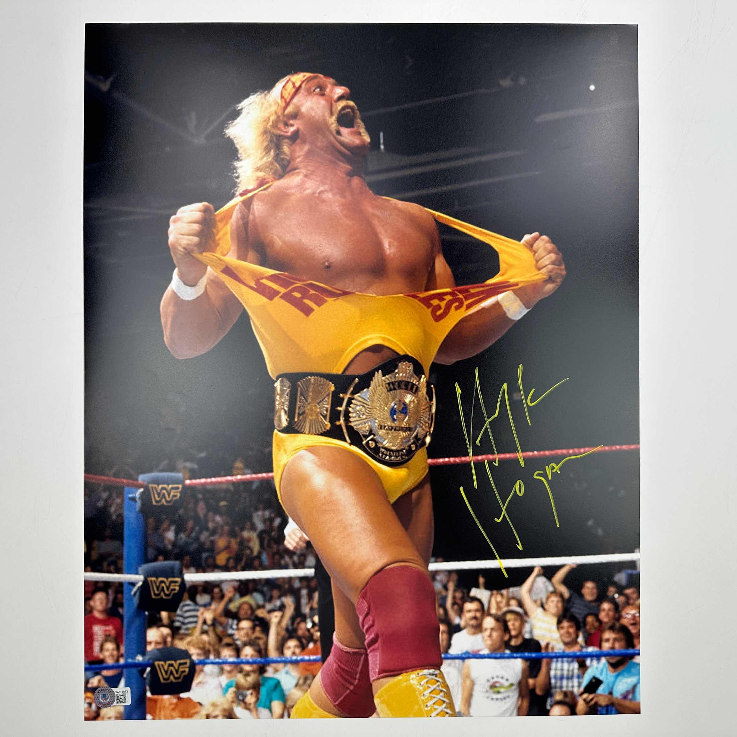 Autographed/Signed Hulk Hogan 16x20 WWE WWF Hulkamania Wrestling Photo Beckett BAS COA #10