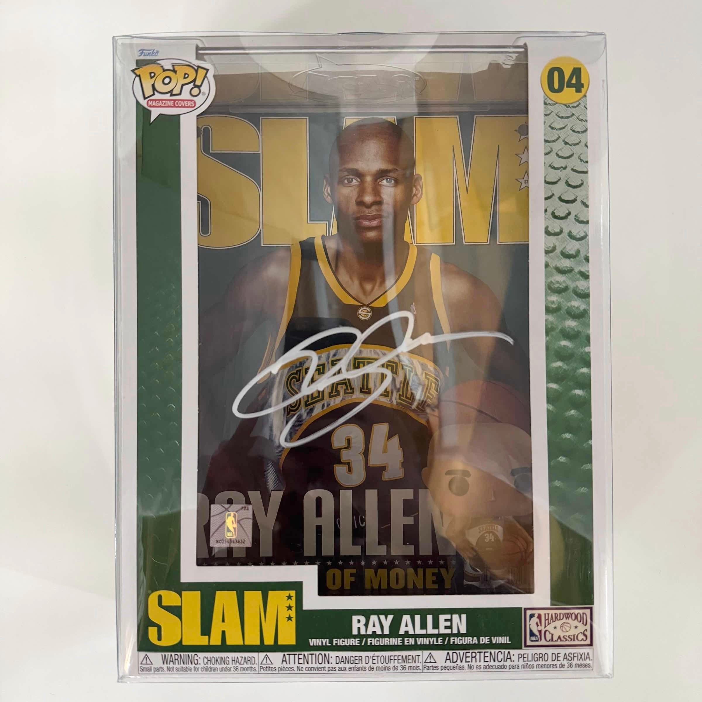 Autographed/Signed Ray Allen Seattle Supersonics Basketball SLAM Magazine Cover Funko Pop #04 Figurine JSA COA