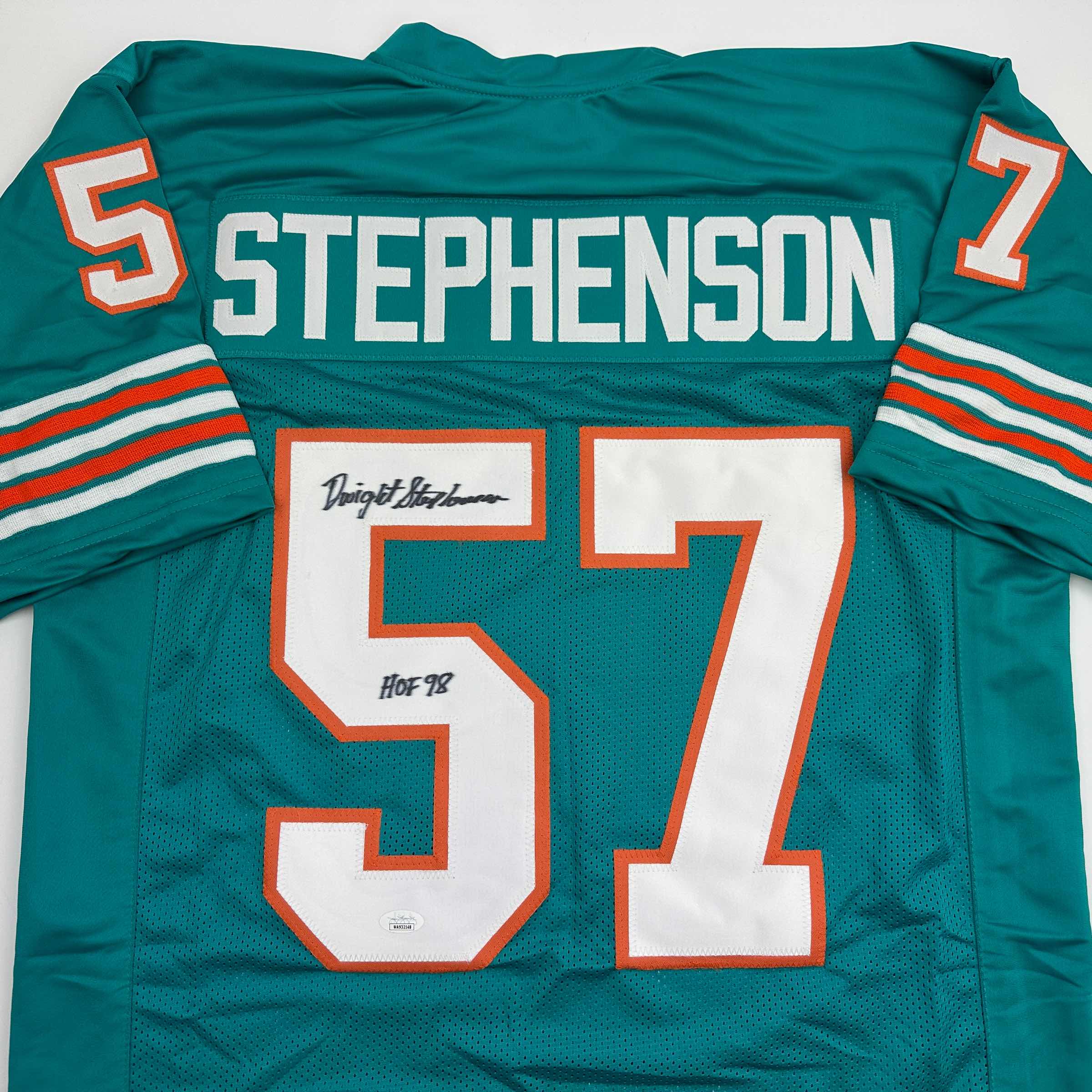 Autographed/Signed Dwight Stephenson HOF 98 Miami Teal Football Jersey JSA COA