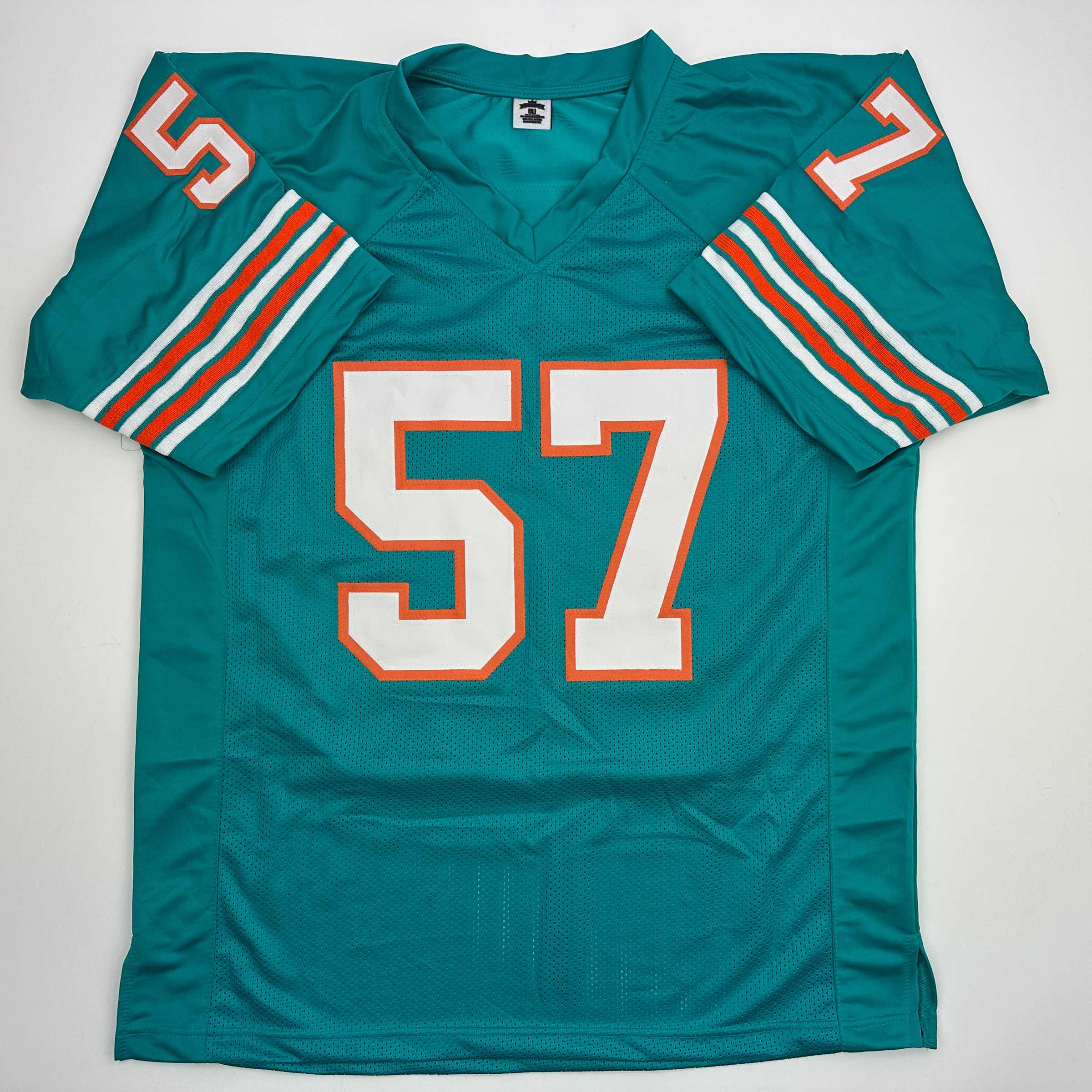 Autographed/Signed Dwight Stephenson HOF 98 Miami Teal Football Jersey JSA COA