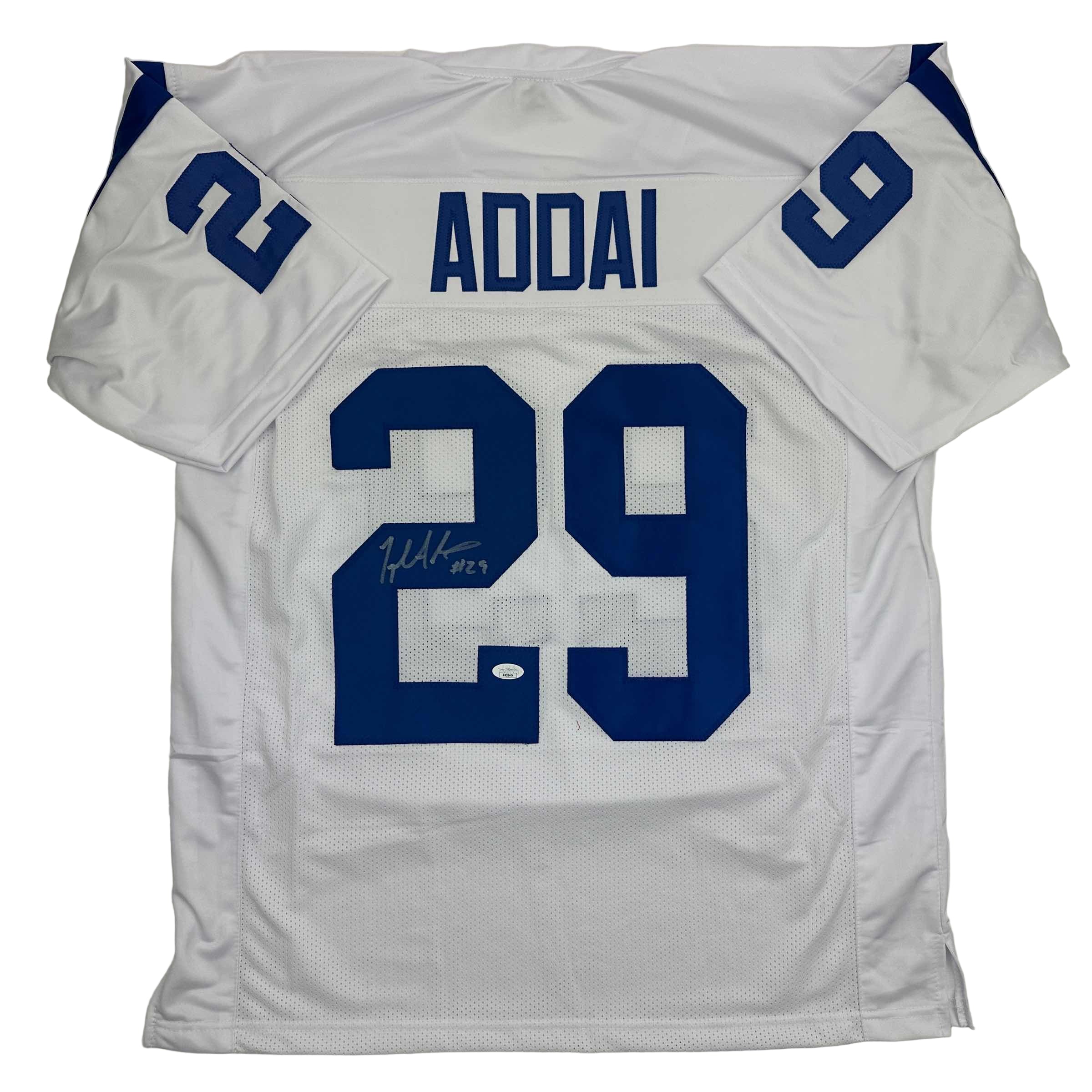 Autographed/Signed Joseph Addai Indianapolis White Football Jersey JSA COA