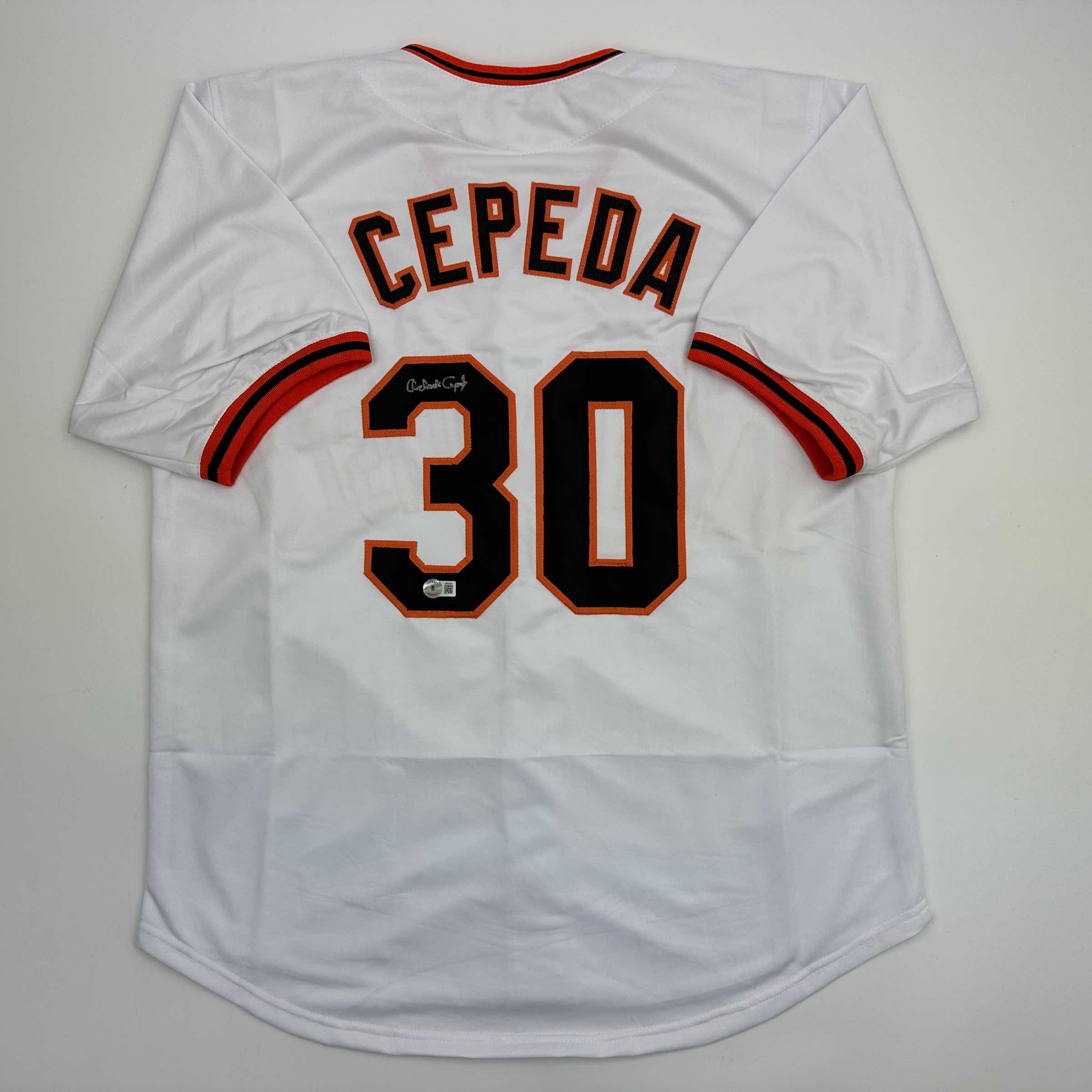Autographed/Signed Orlando Cepeda San Francisco White Baseball Jersey Beckett BAS COA