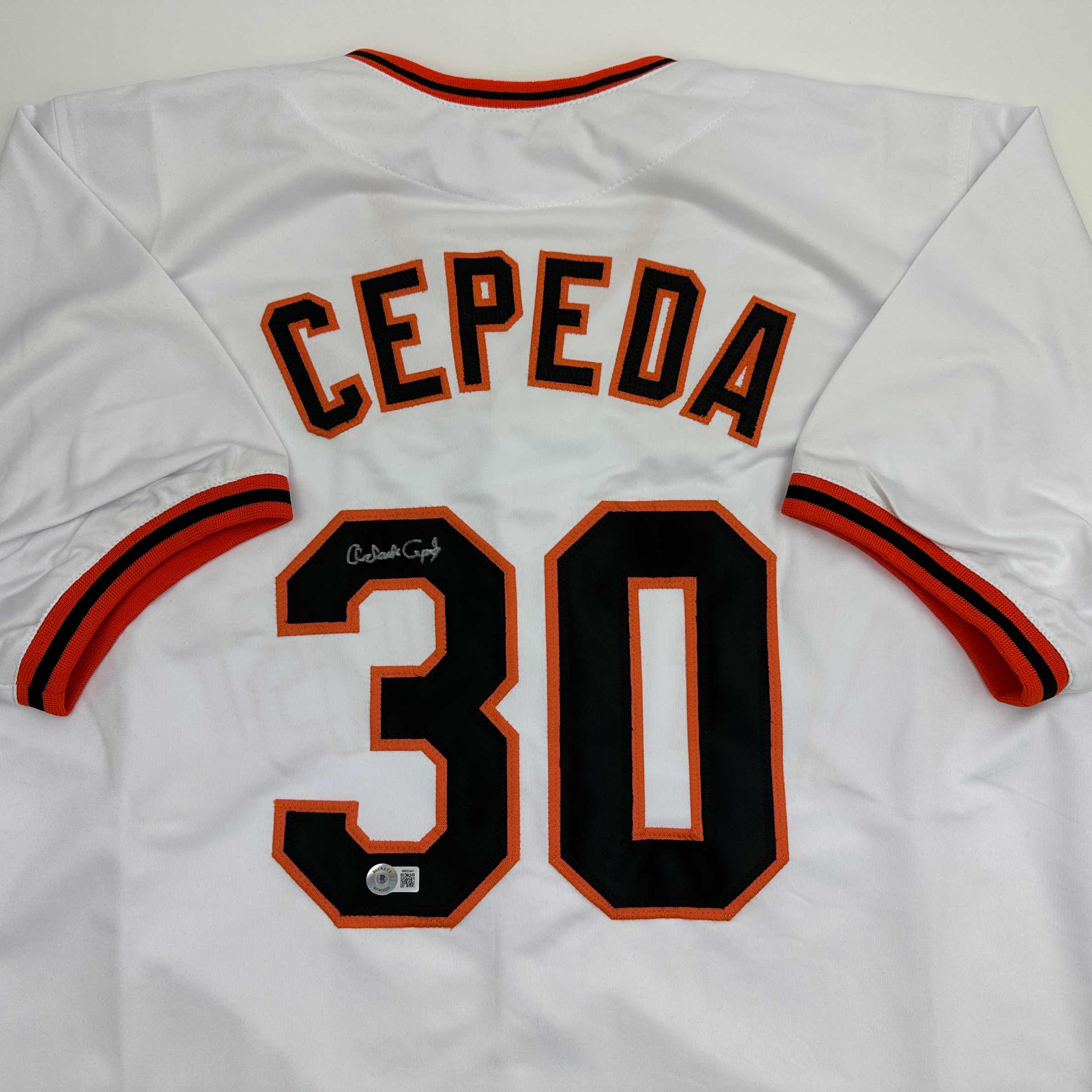 Autographed/Signed Orlando Cepeda San Francisco White Baseball Jersey Beckett BAS COA