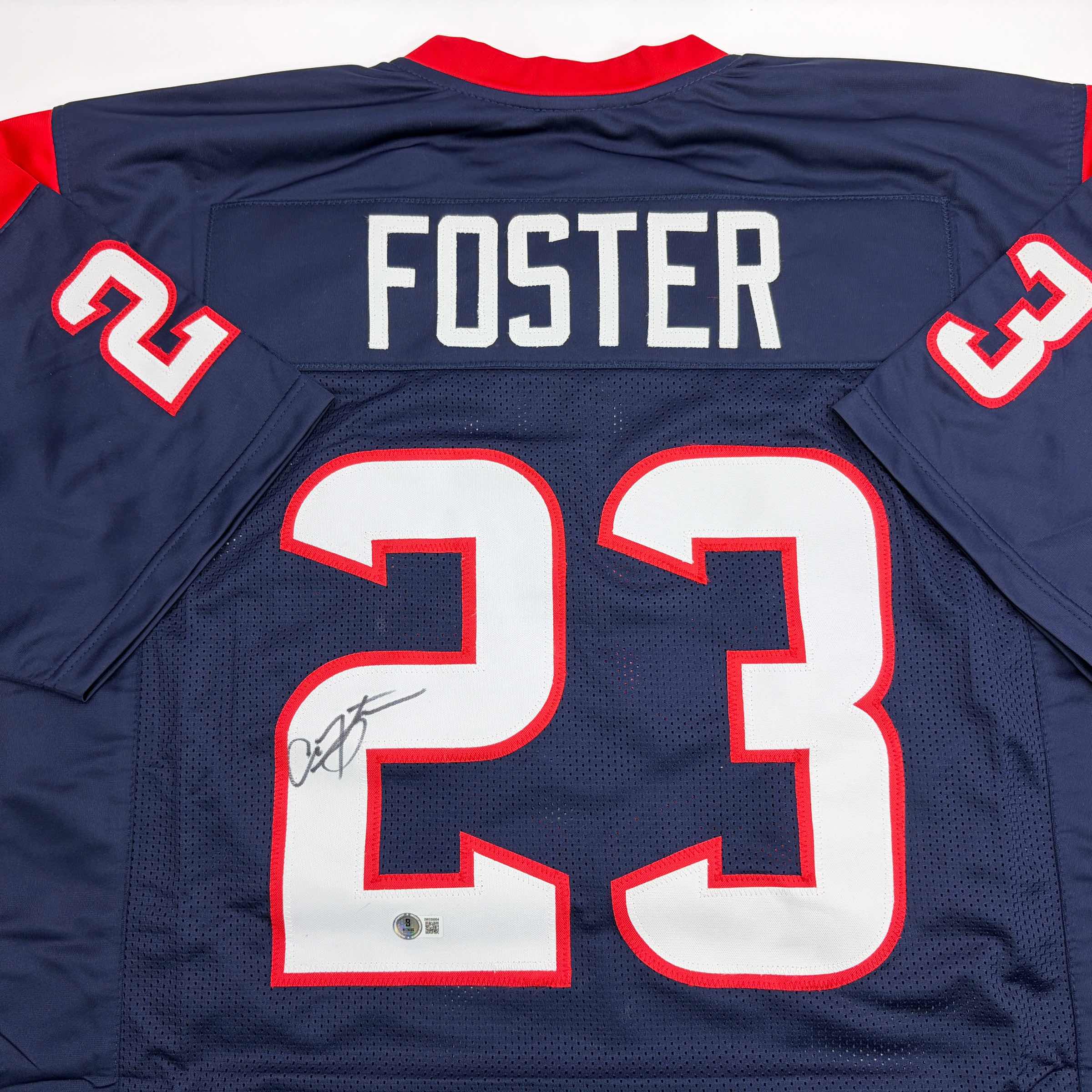Autographed/Signed Arian Foster Houston Blue Football Jersey Beckett BAS COA