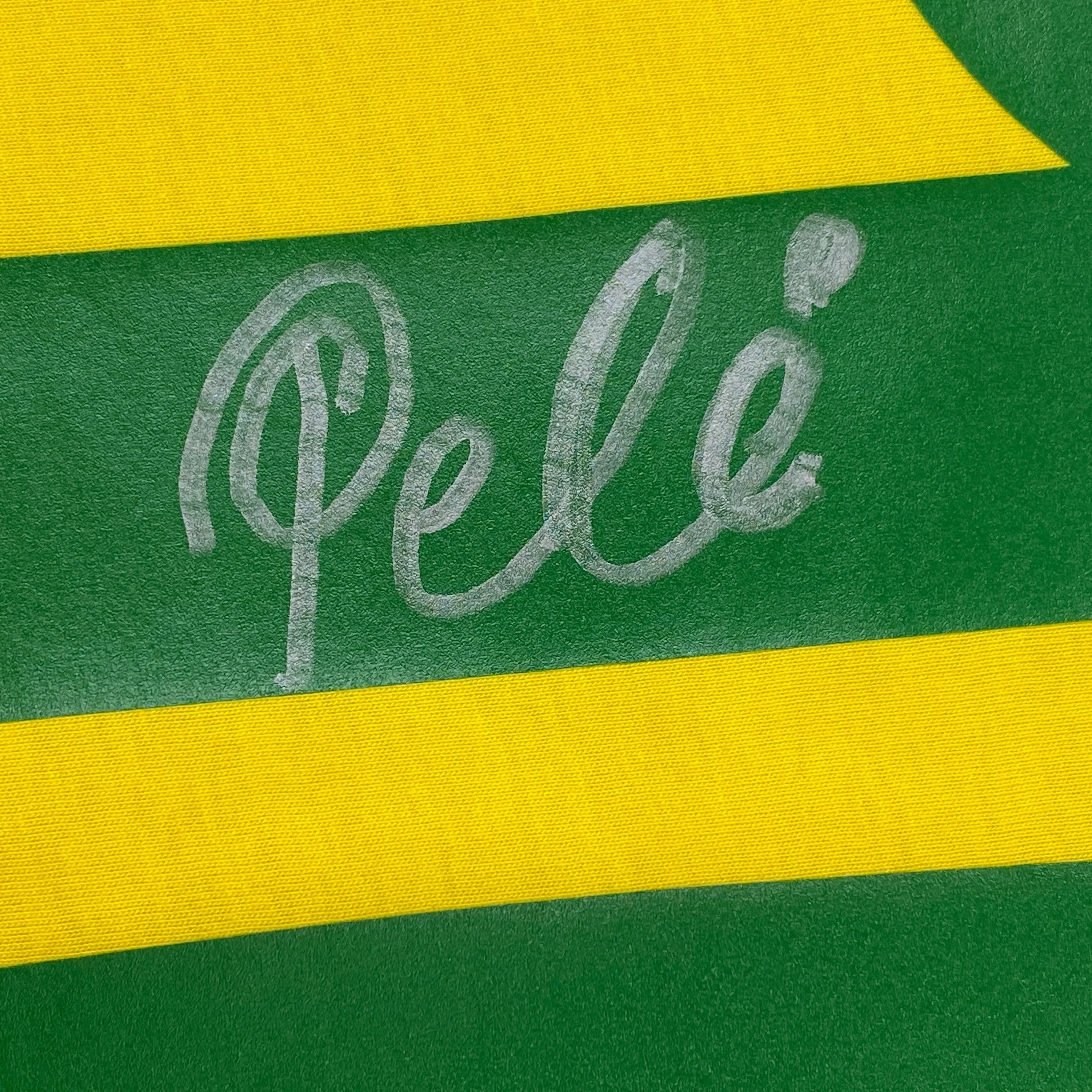 Autographed/Signed Pele Brazil Yellow Soccer Futbol Jersey Beckett BAS COA Auto #2