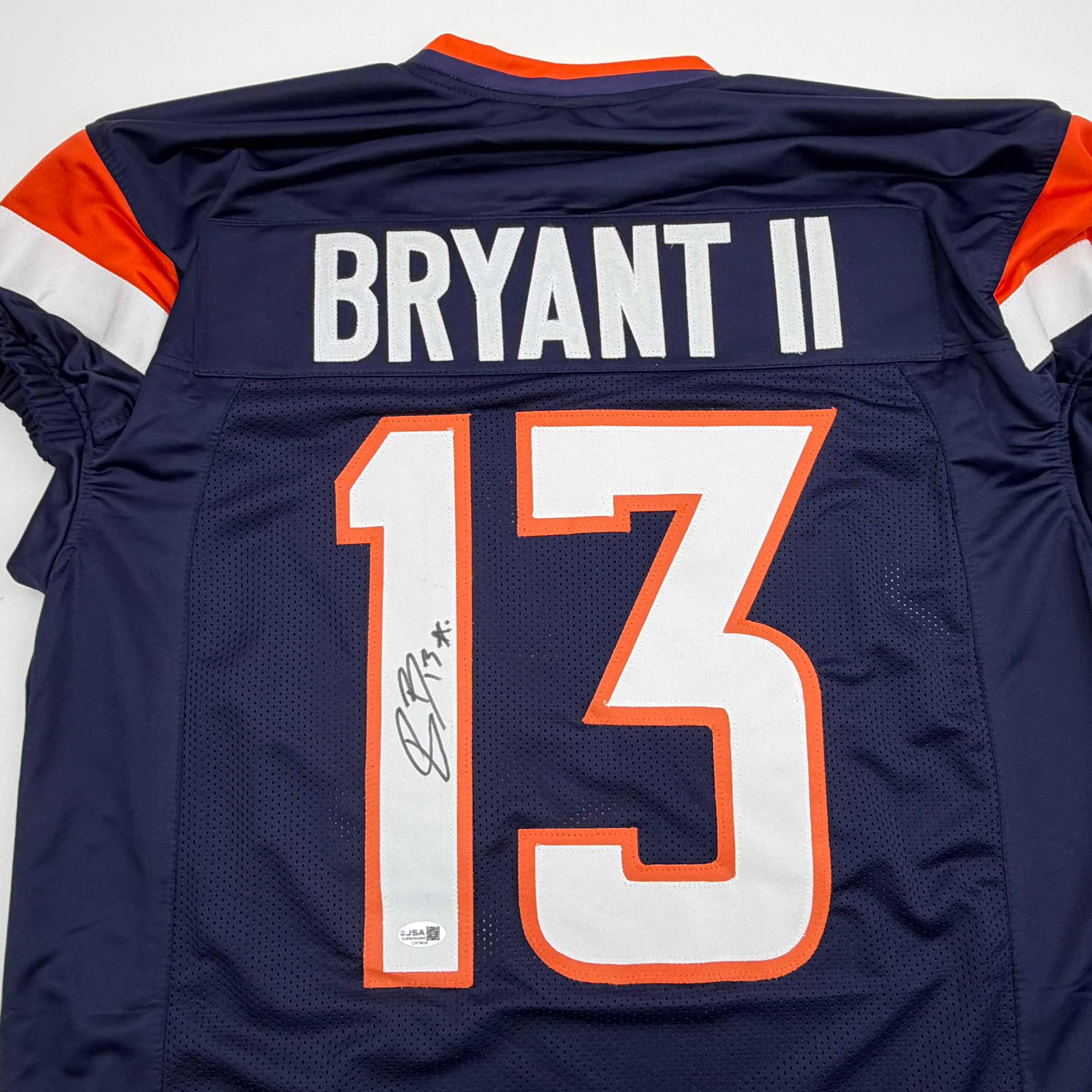 Autographed/Signed Pat Bryant II Denver Blue Pro Cut Football Jersey JSA COA
