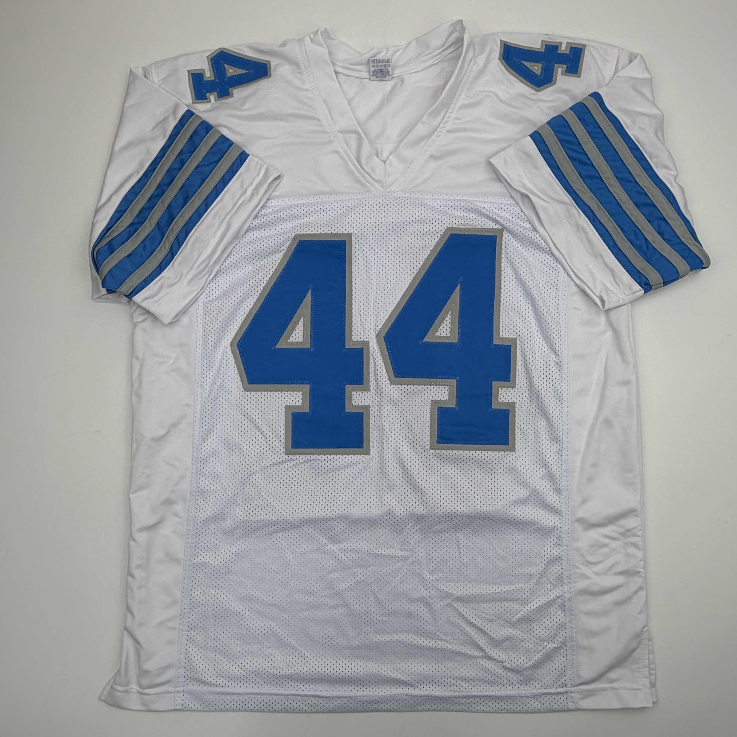 Autographed/Signed Malcolm Rodriguez Detroit White Football Jersey Beckett BAS COA