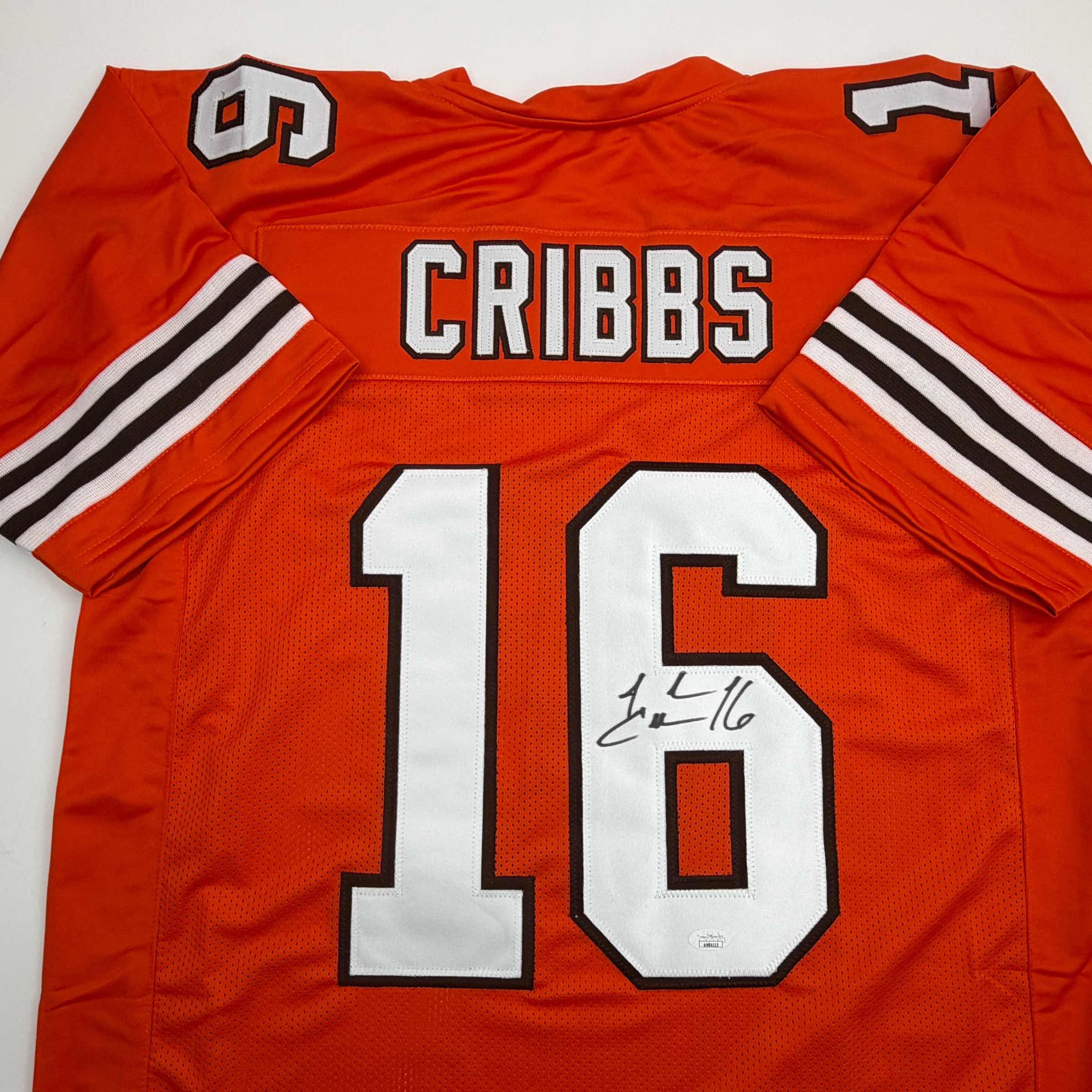 Autographed/Signed Josh Cribbs Cleveland Football Orange Jersey JSA COA