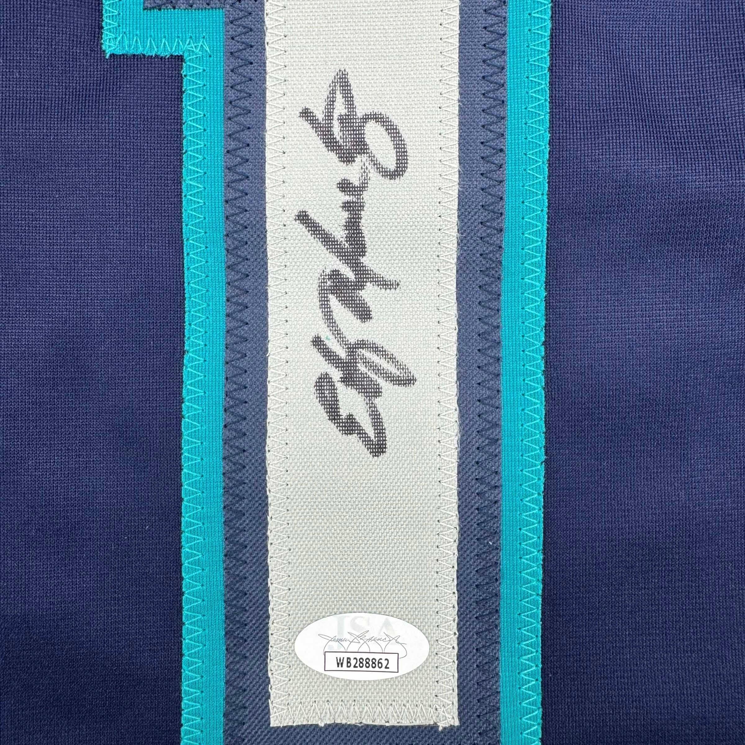 Autographed/Signed Edgar Martinez Seattle Blue Baseball Jersey JSA COA