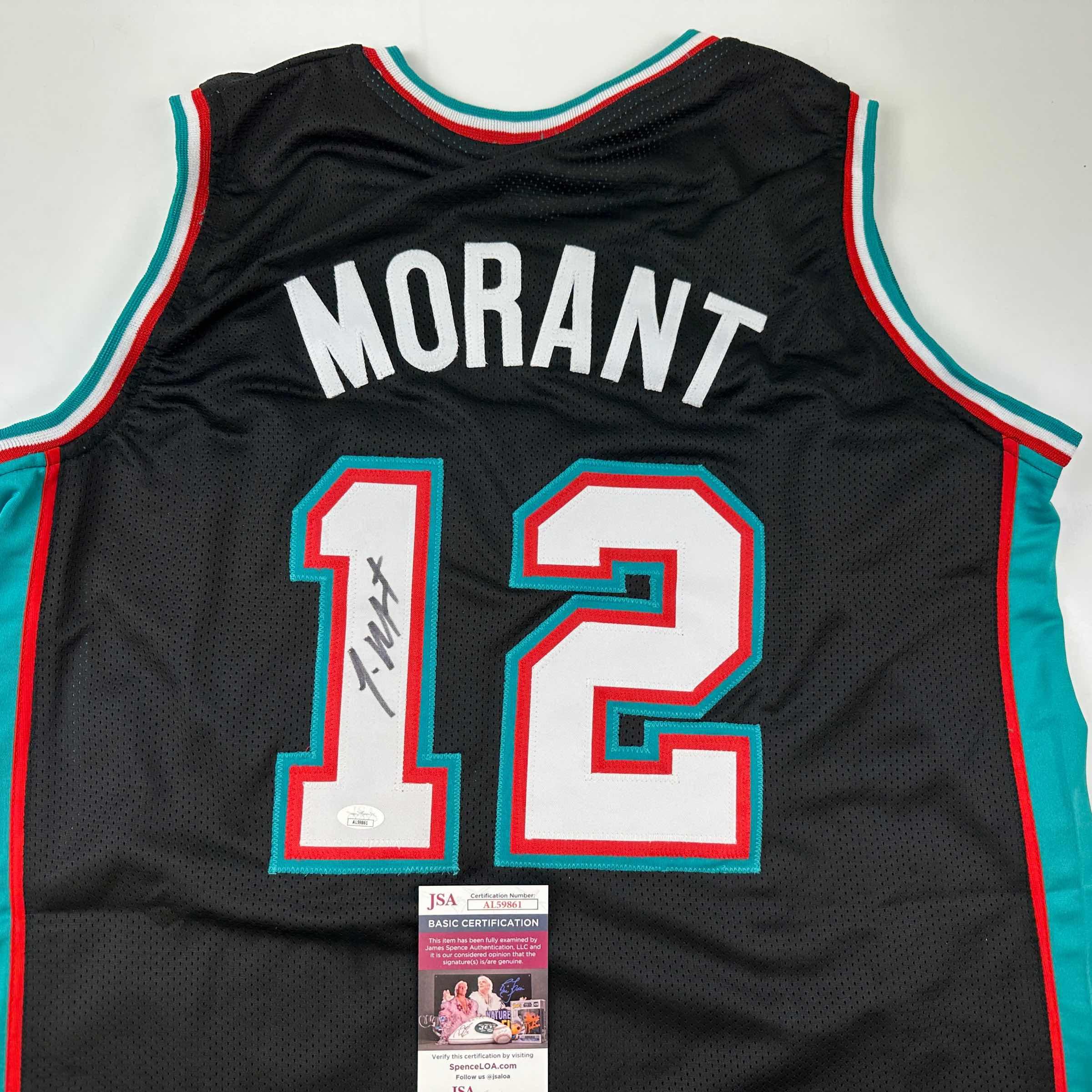 Autographed/Signed Ja Morant Memphis Black Basketball Jersey JSA COA