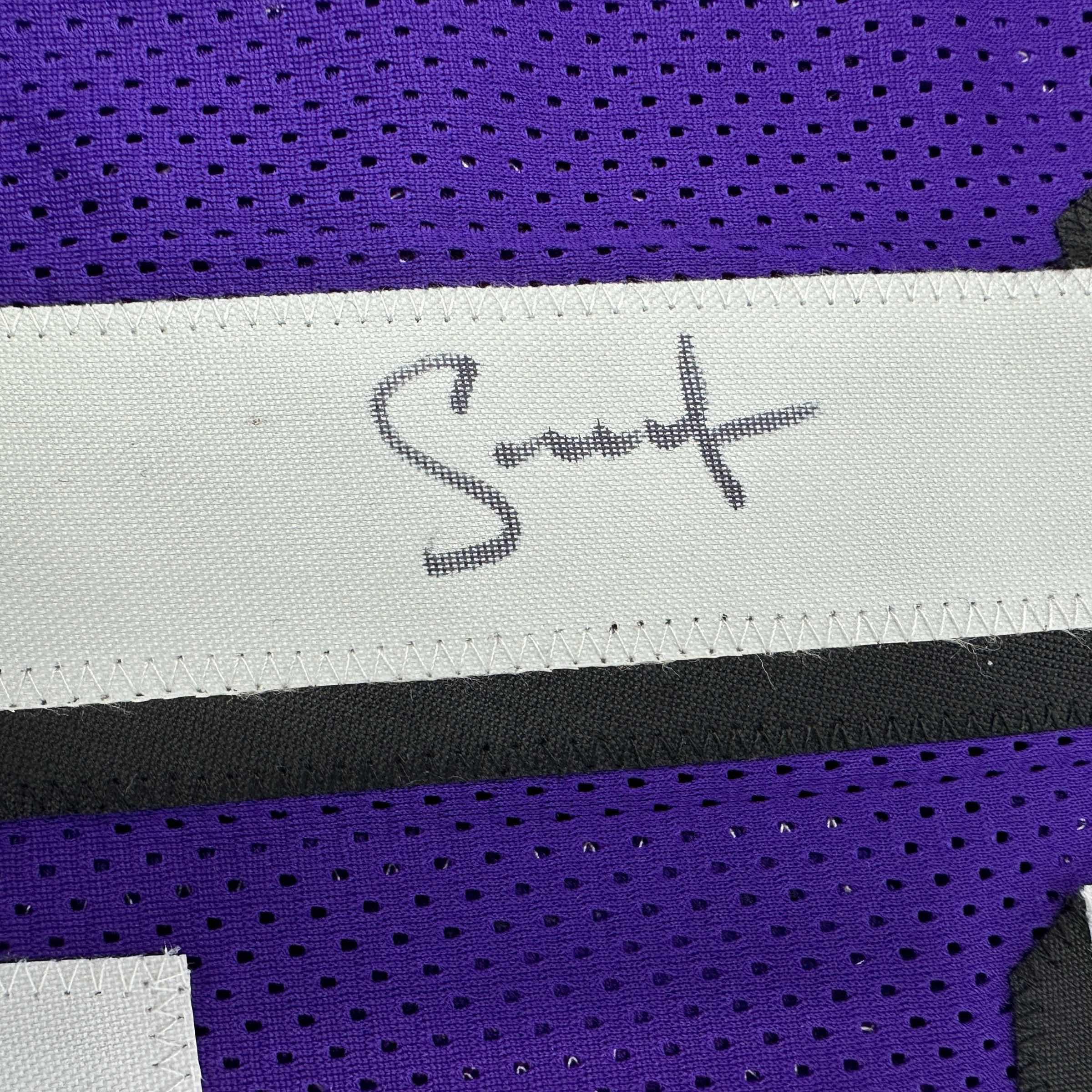 Framed Autographed/Signed Steve Nash 35x39 Phoenix Purple Basketball Jersey Beckett BAS COA