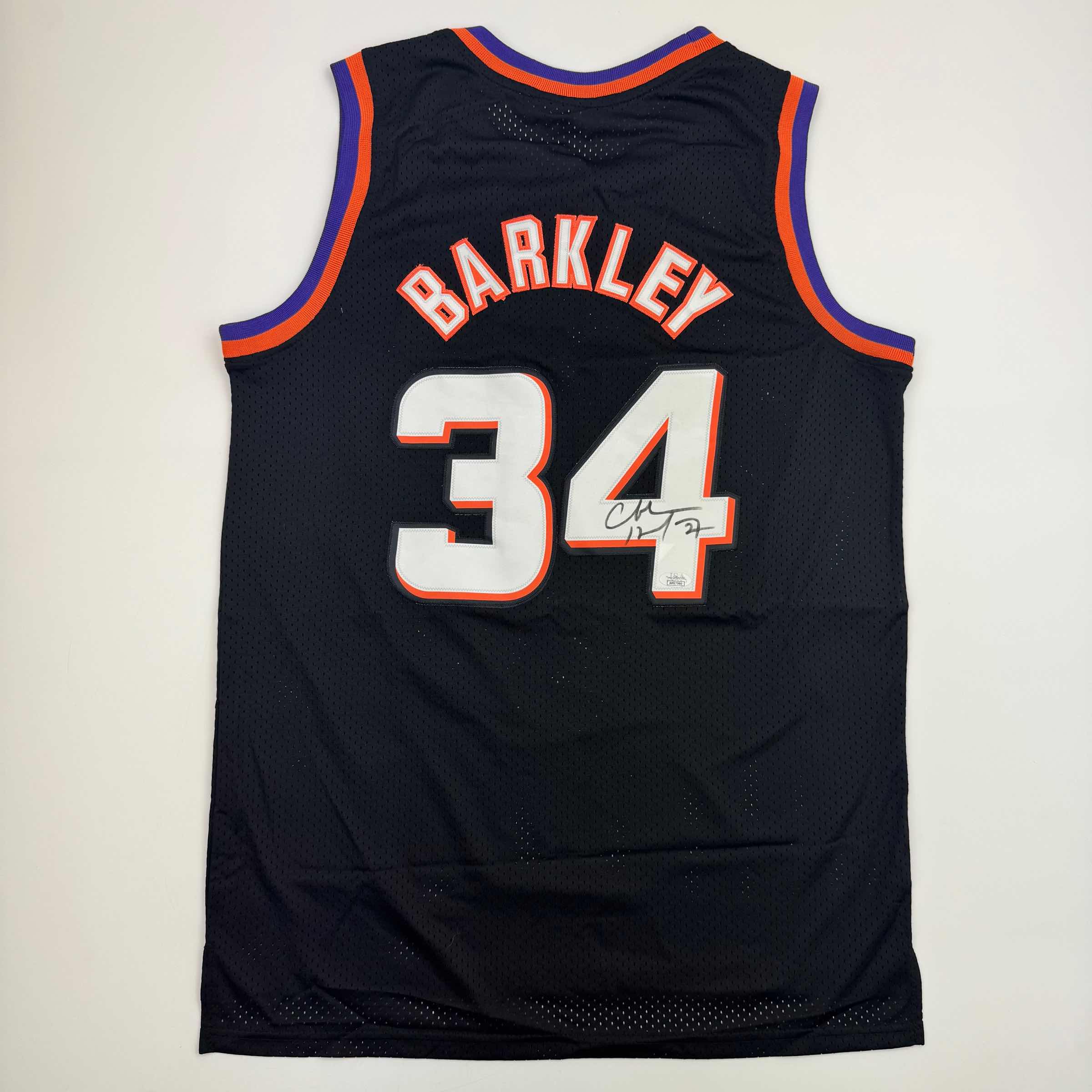 Autographed/Signed Charles Barkley Phoenix Black Basketball Jersey JSA COA