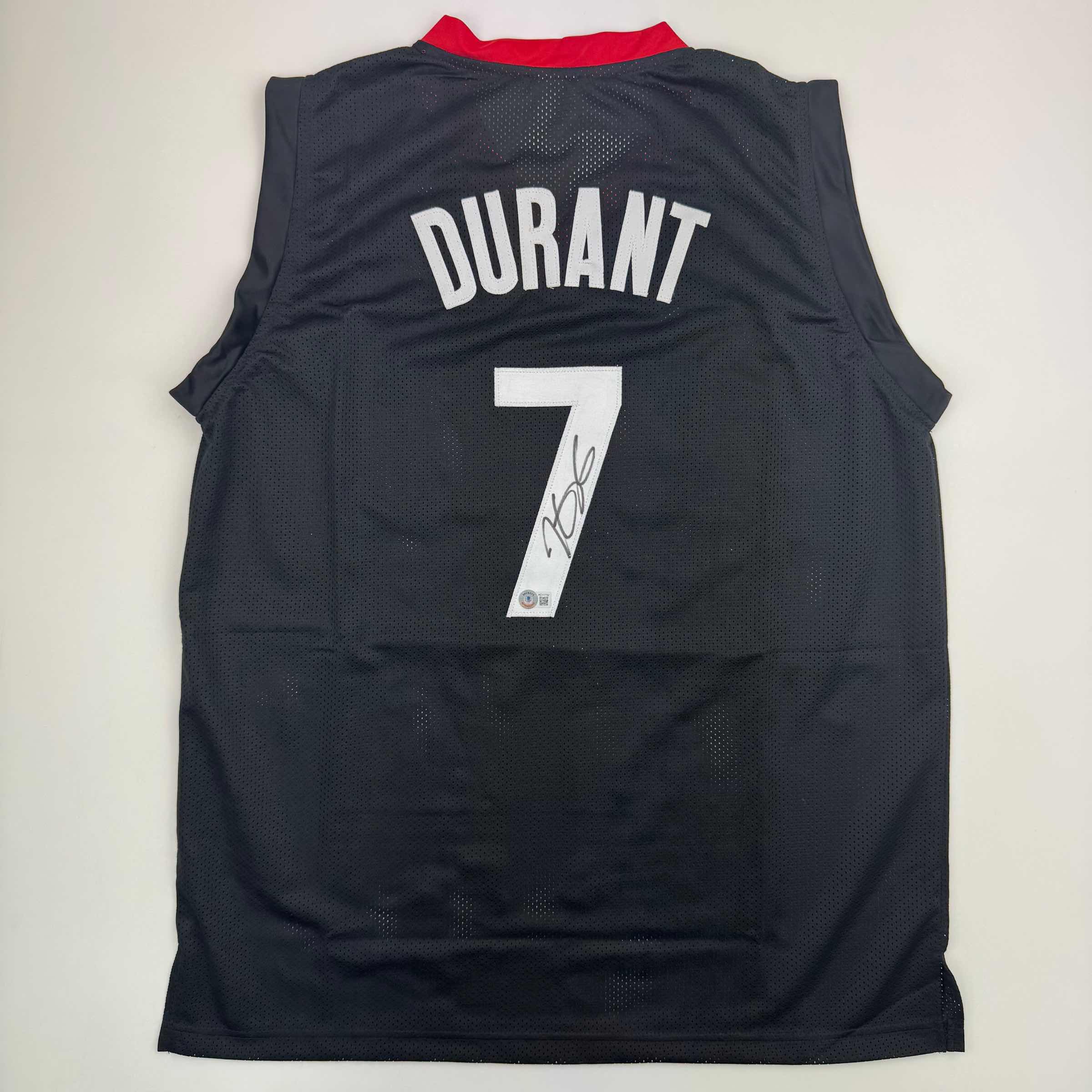 Autographed/Signed Kevin Durant Houston Black Basketball Jersey Beckett BAS COA