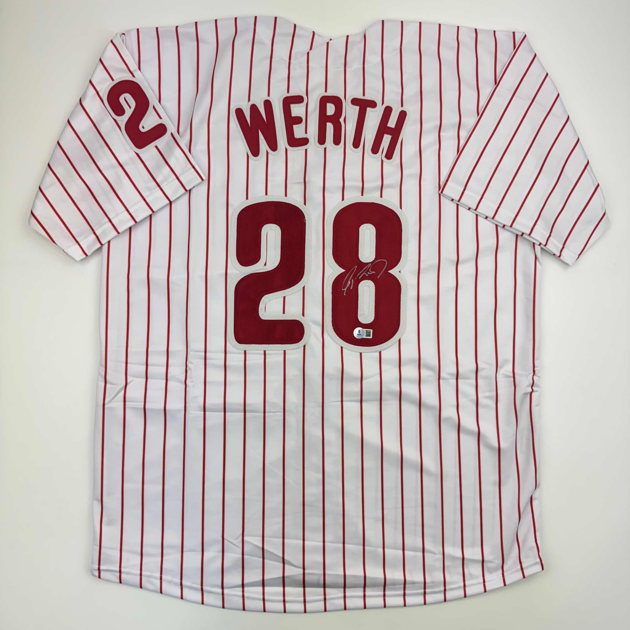 Autographed/Signed Jayson Werth Philadelphia Pinstripe Baseball Jersey Beckett BAS COA