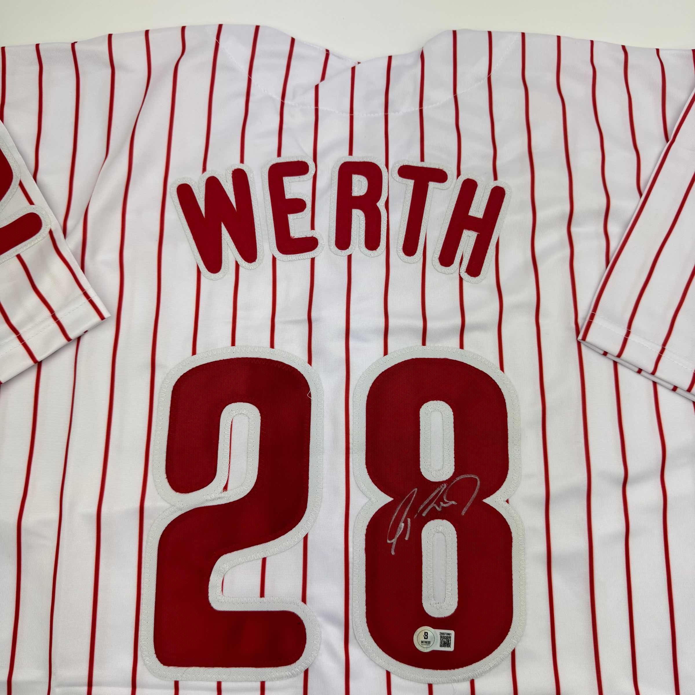 Autographed/Signed Jayson Werth Philadelphia Pinstripe Baseball Jersey Beckett BAS COA