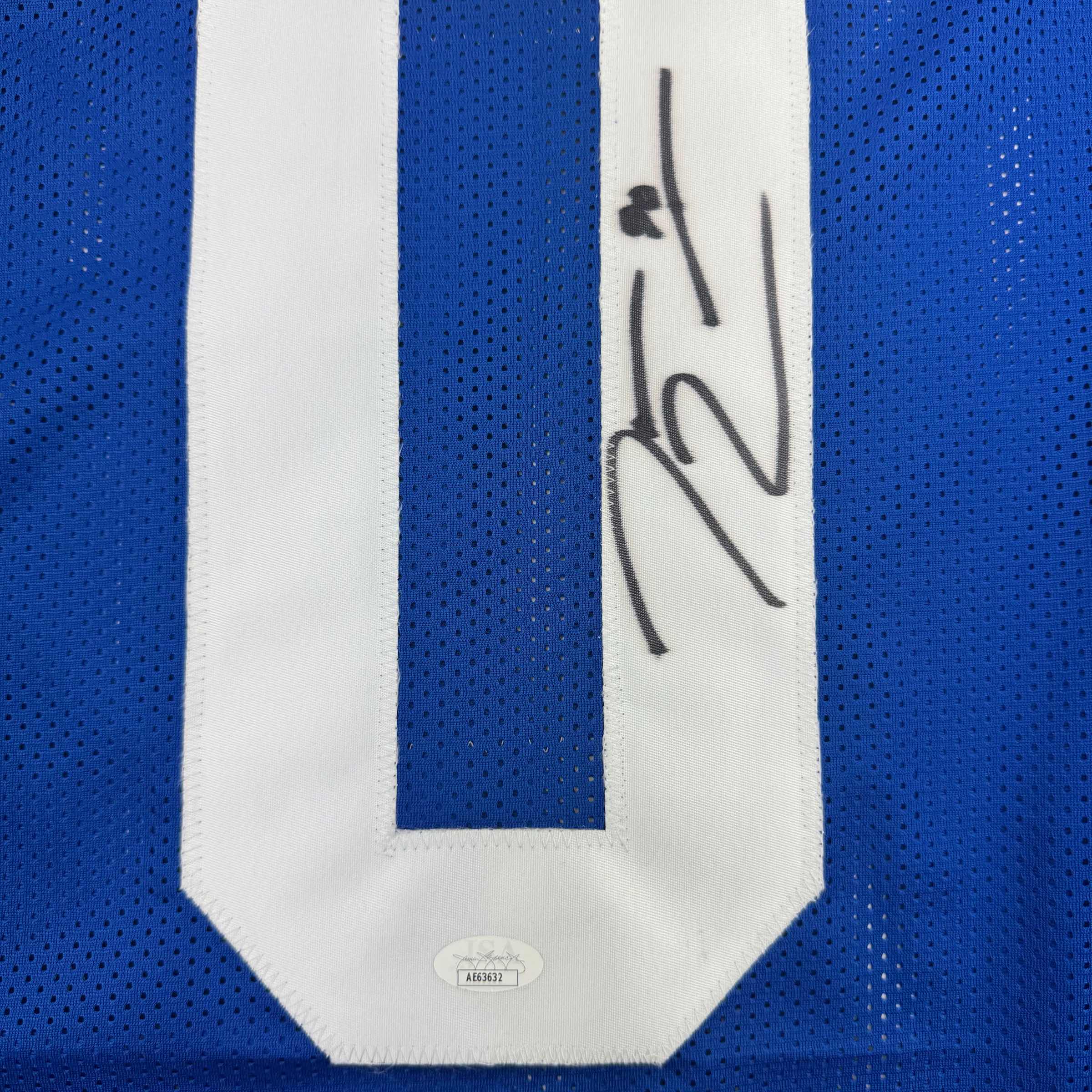 Autographed/Signed DeMarcus Lawrence Seattle Blue Retro Football Jersey Beckett BAS COA