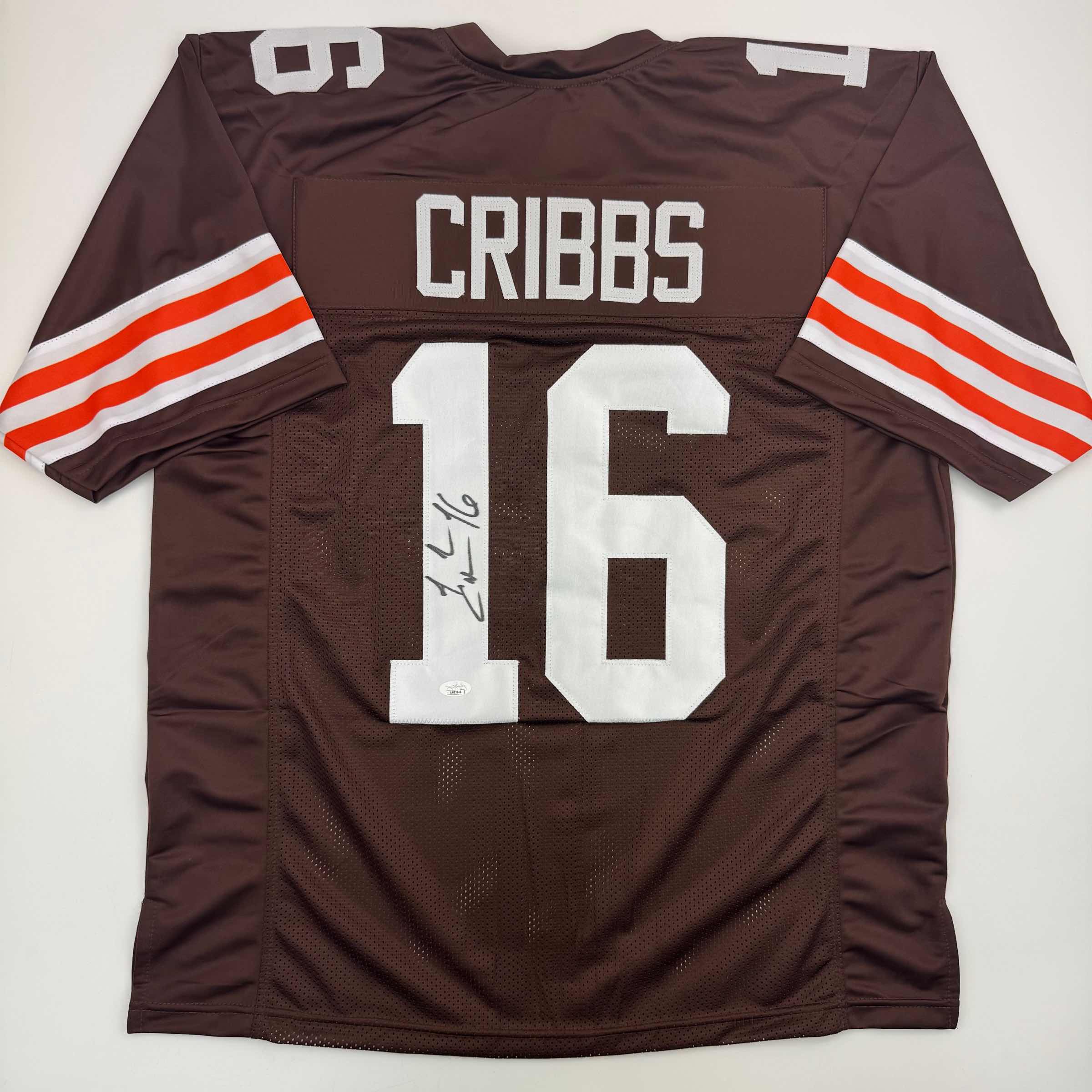 Autographed/Signed Josh Cribbs Cleveland Football Brown Jersey JSA COA