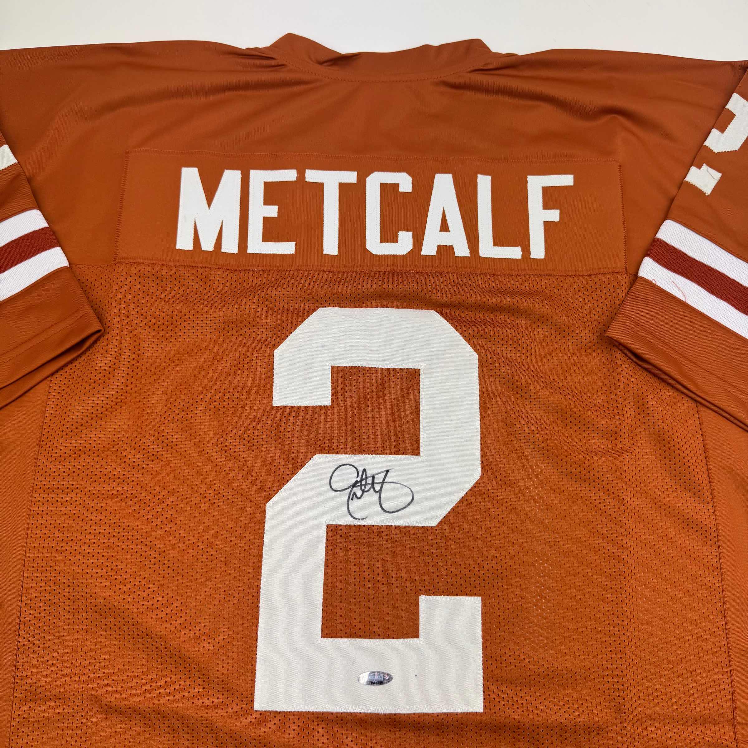 Autographed/Signed Eric Metcalf Texas Orange College Football Jersey Beckett BAS COA