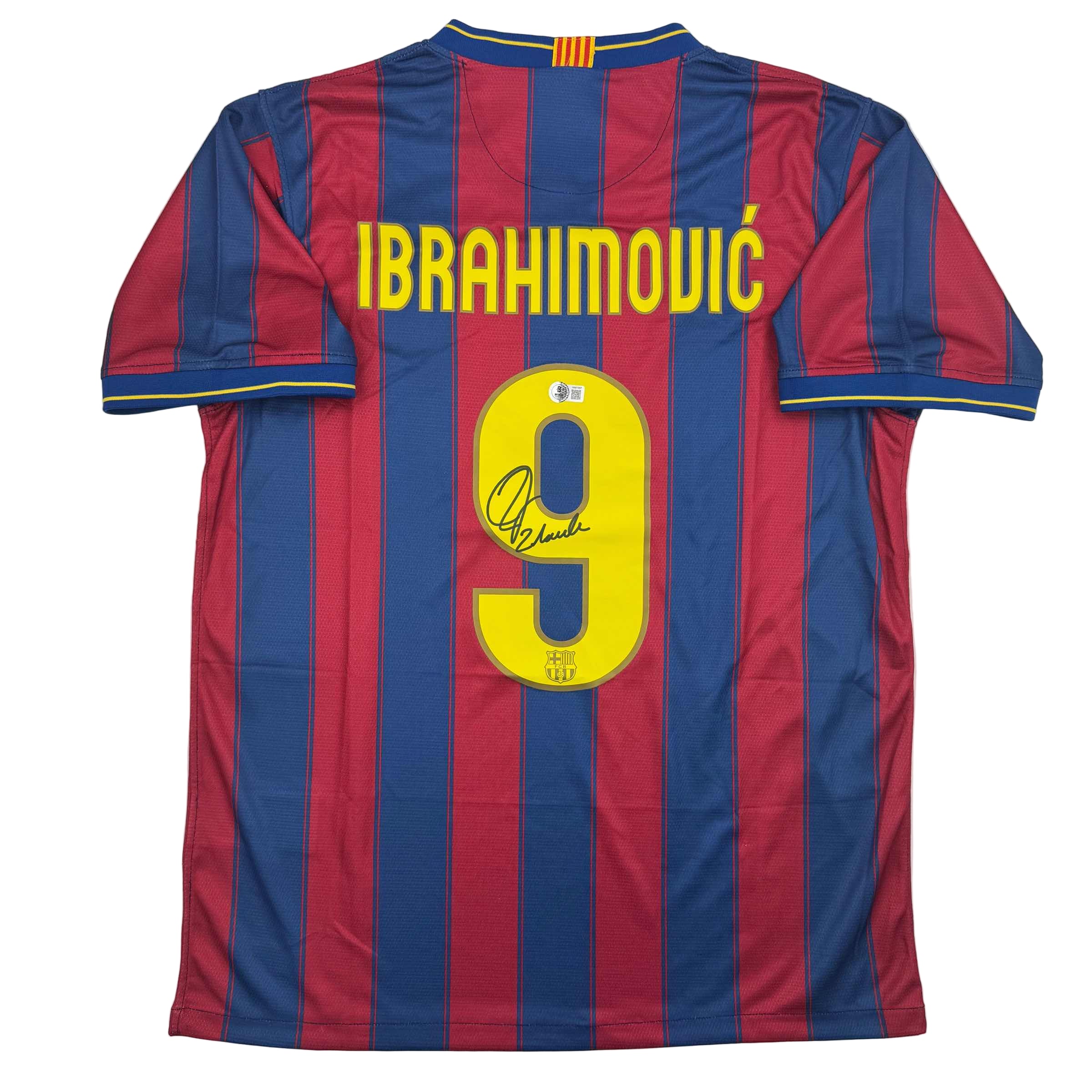 Autographed/Signed Zlatan Ibrahimovic FC Barcelona Soccer Jersey Beckett BAS COA