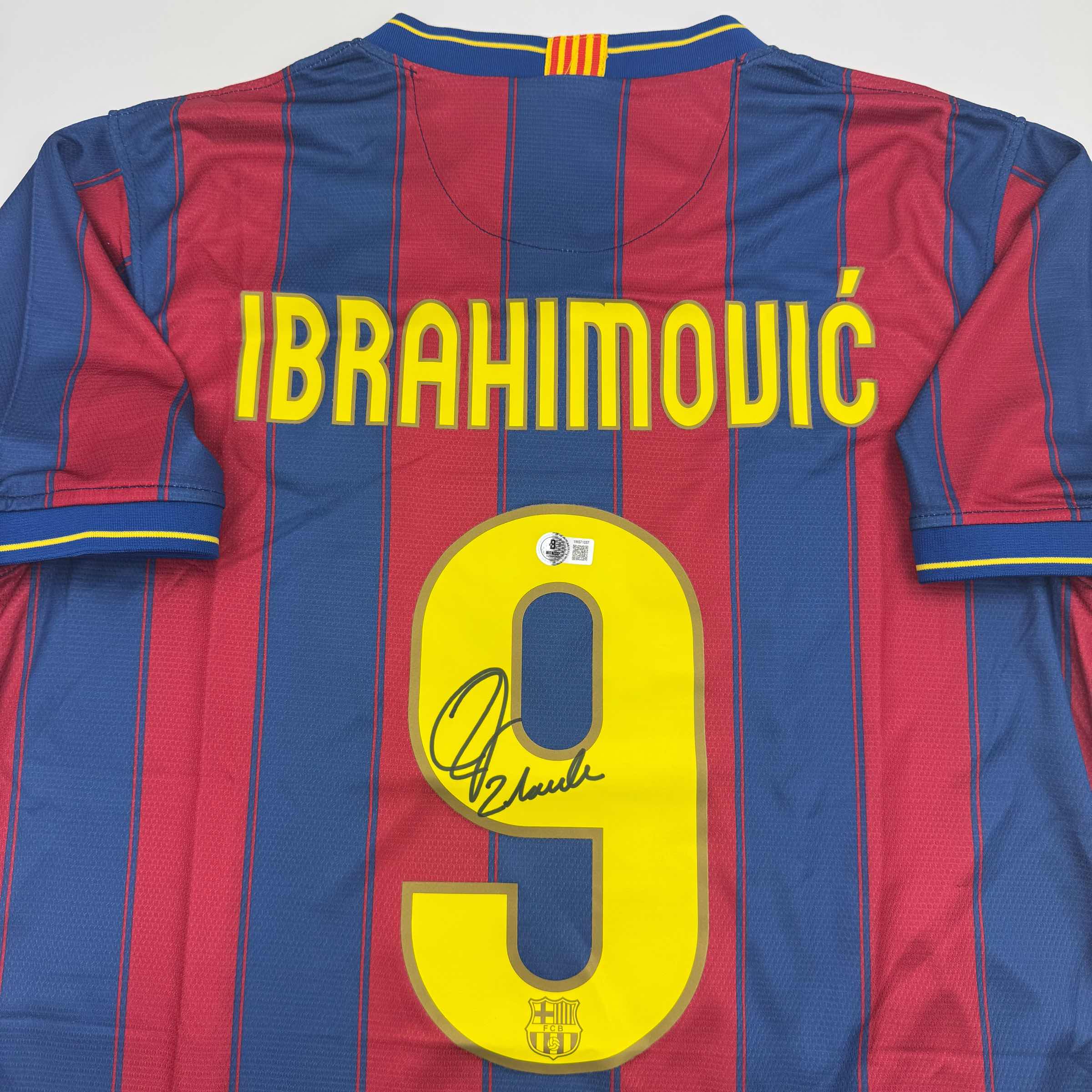 Autographed/Signed Zlatan Ibrahimovic FC Barcelona Soccer Jersey Beckett BAS COA