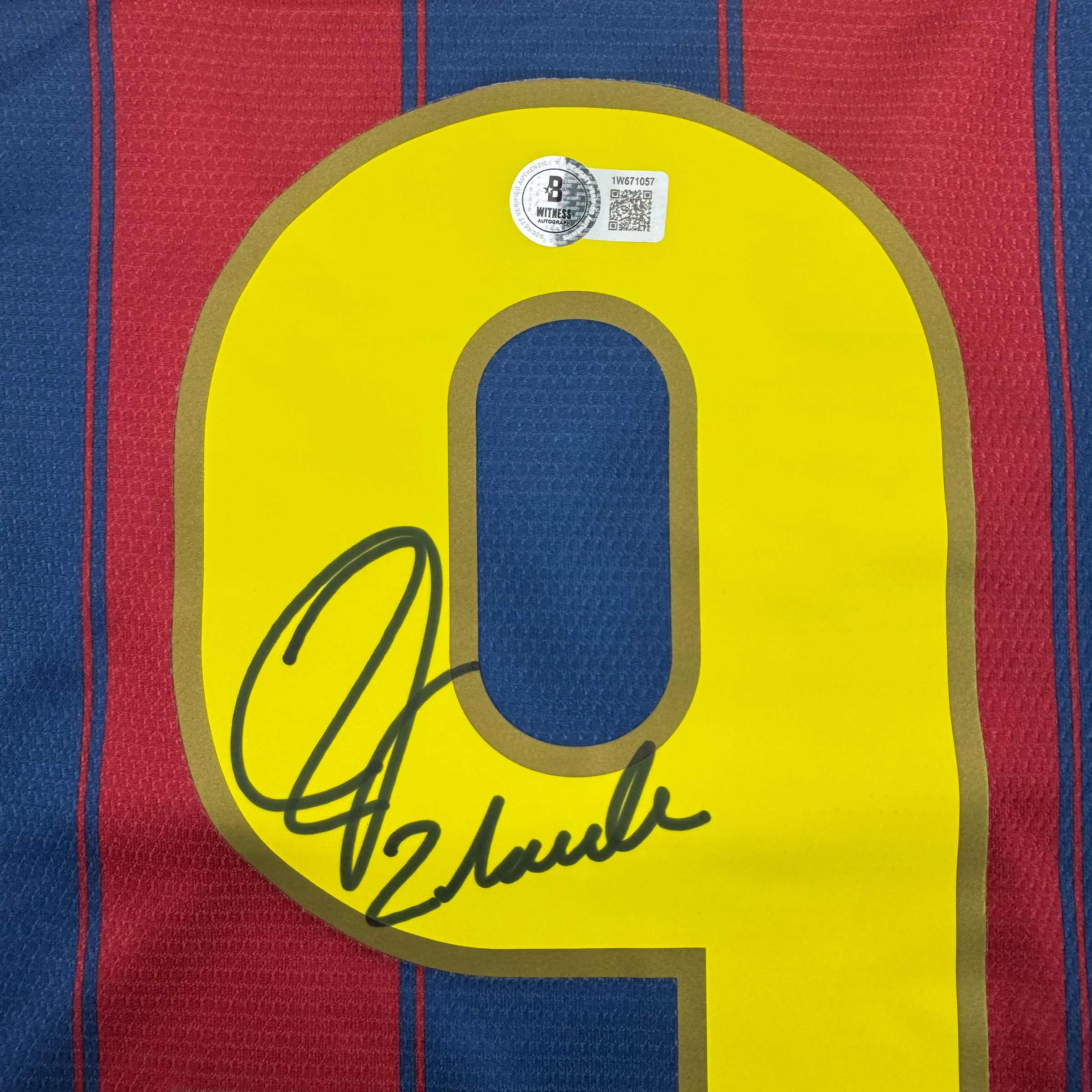 Autographed/Signed Zlatan Ibrahimovic FC Barcelona Soccer Jersey Beckett BAS COA