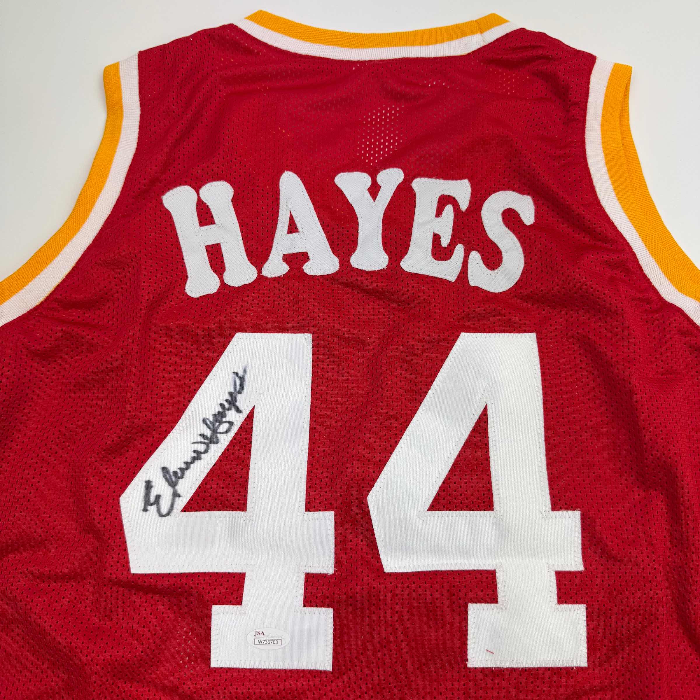 Autographed/Signed Elvin Hayes Houston Red Basketball Jersey JSA COA