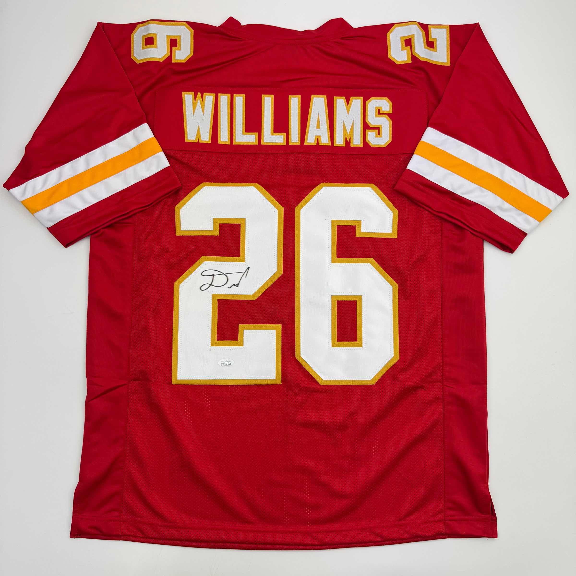 Autographed/Signed Damien Williams Kansas City Red Football Jersey JSA COA