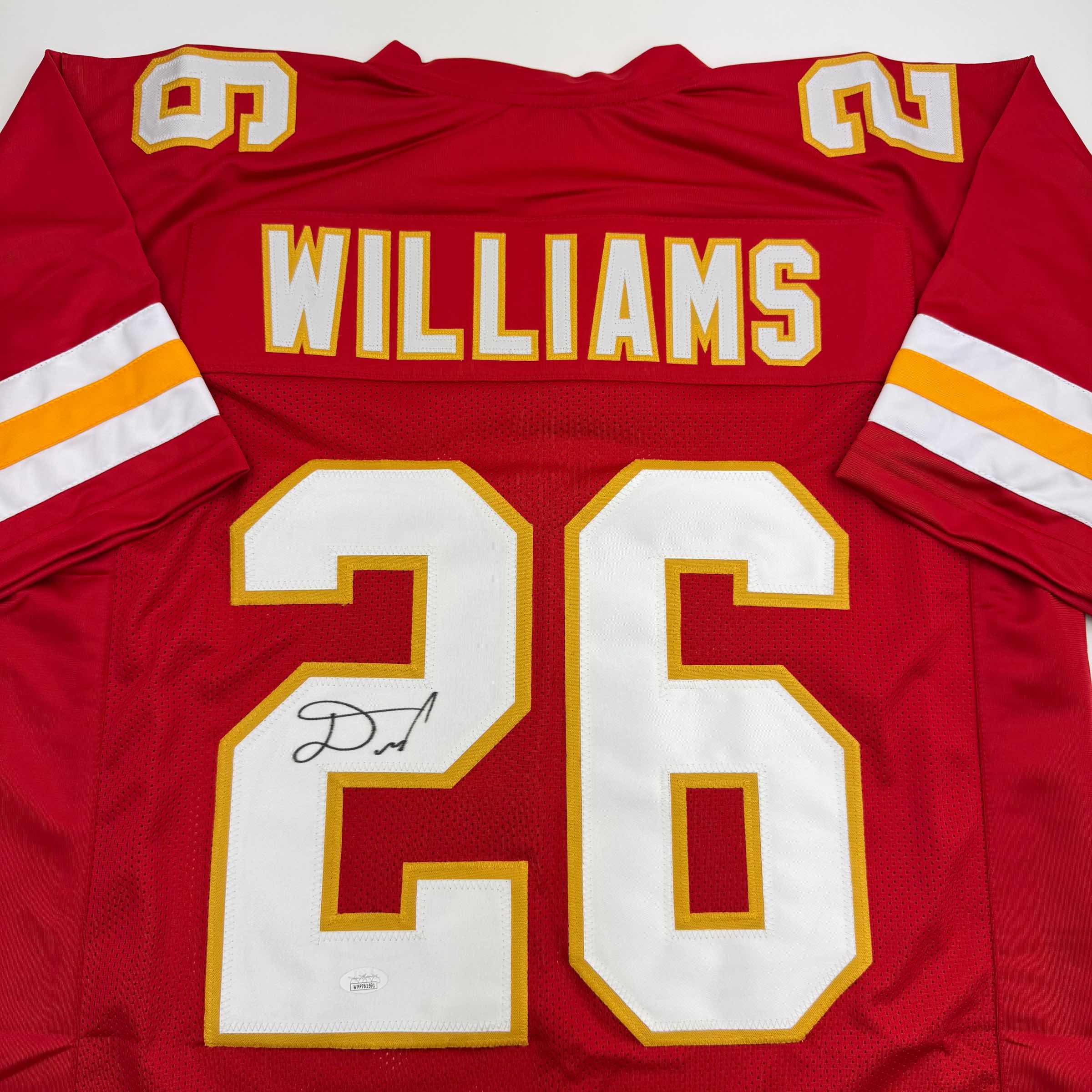 Autographed/Signed Damien Williams Kansas City Red Football Jersey JSA COA