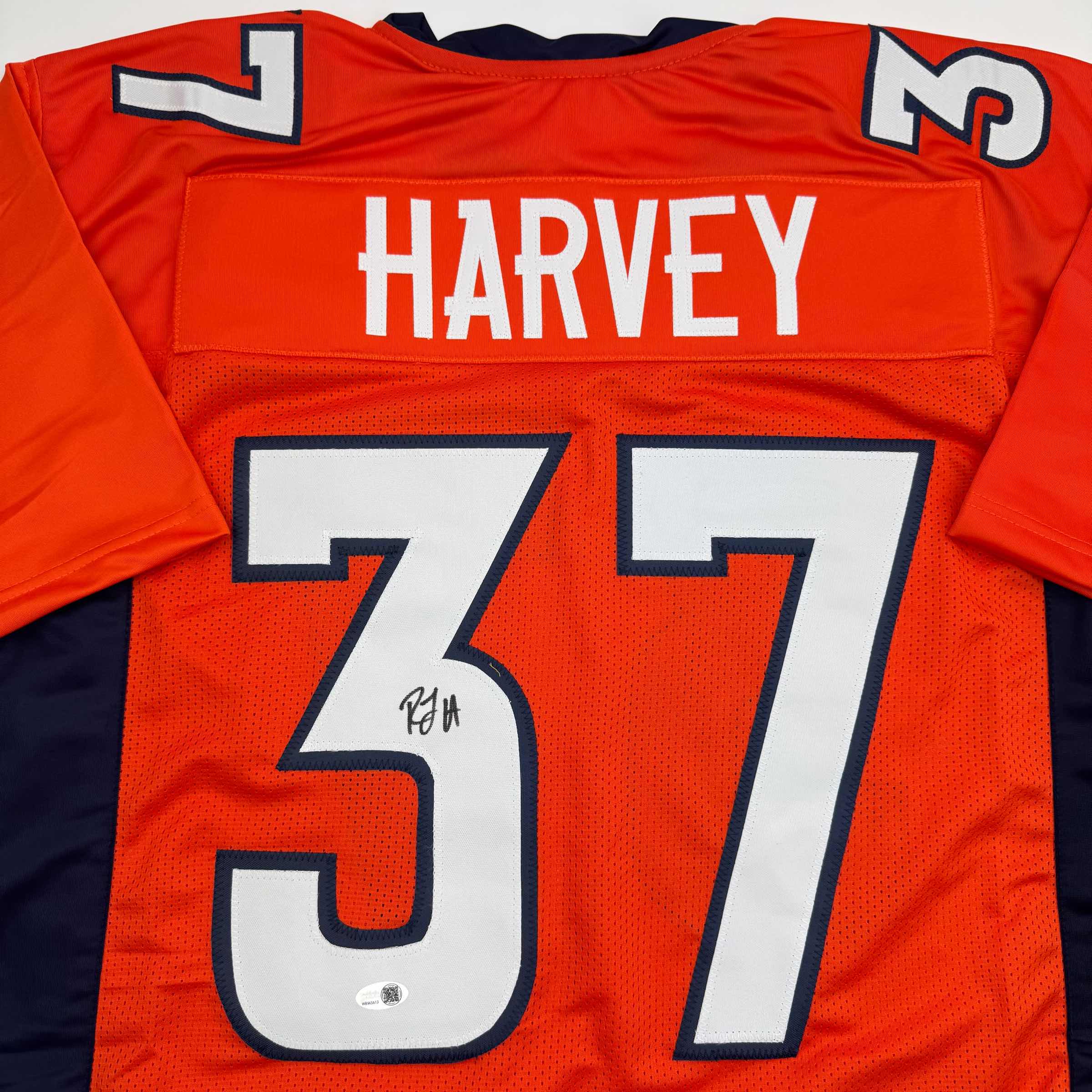 Autographed/Signed R.J RJ Harvey Denver Orange Football Jersey JAS COA