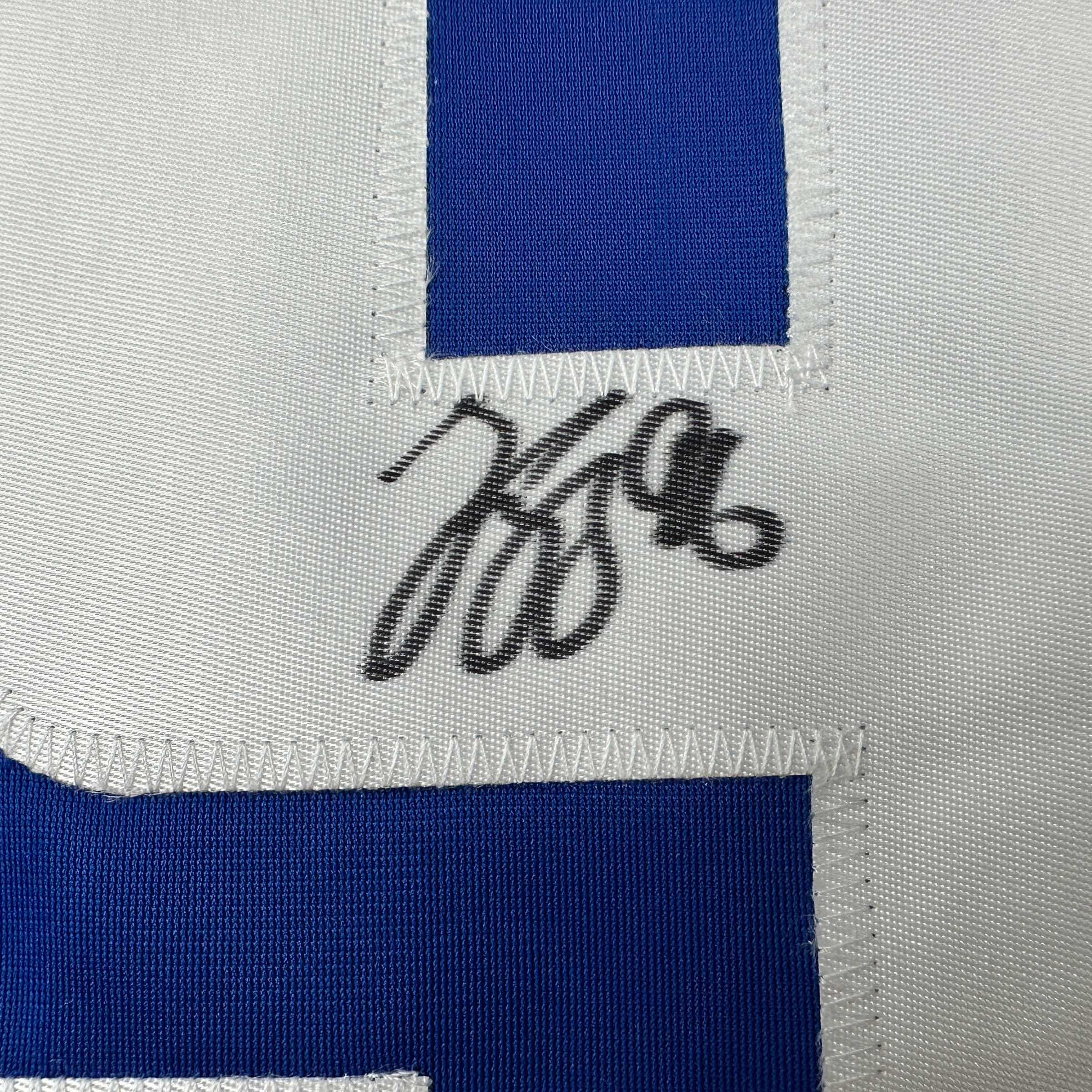 Autographed/Signed Andrei Kuzmenko Vancouver Blue Hockey Jersey PSA/DNA COA
