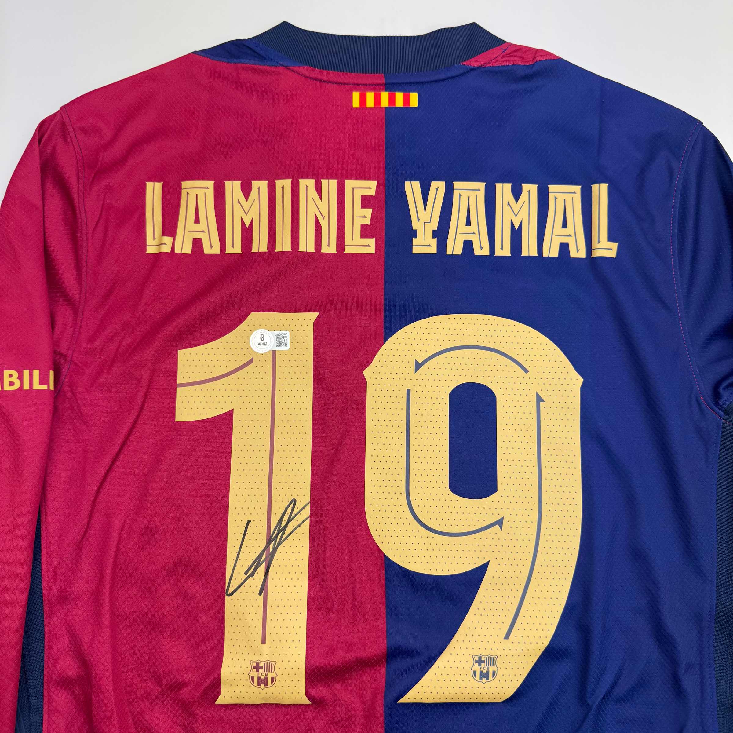 Autographed/Signed Lamine Yamal FC Barcelona Blue Soccer Jersey Beckett BAS COA