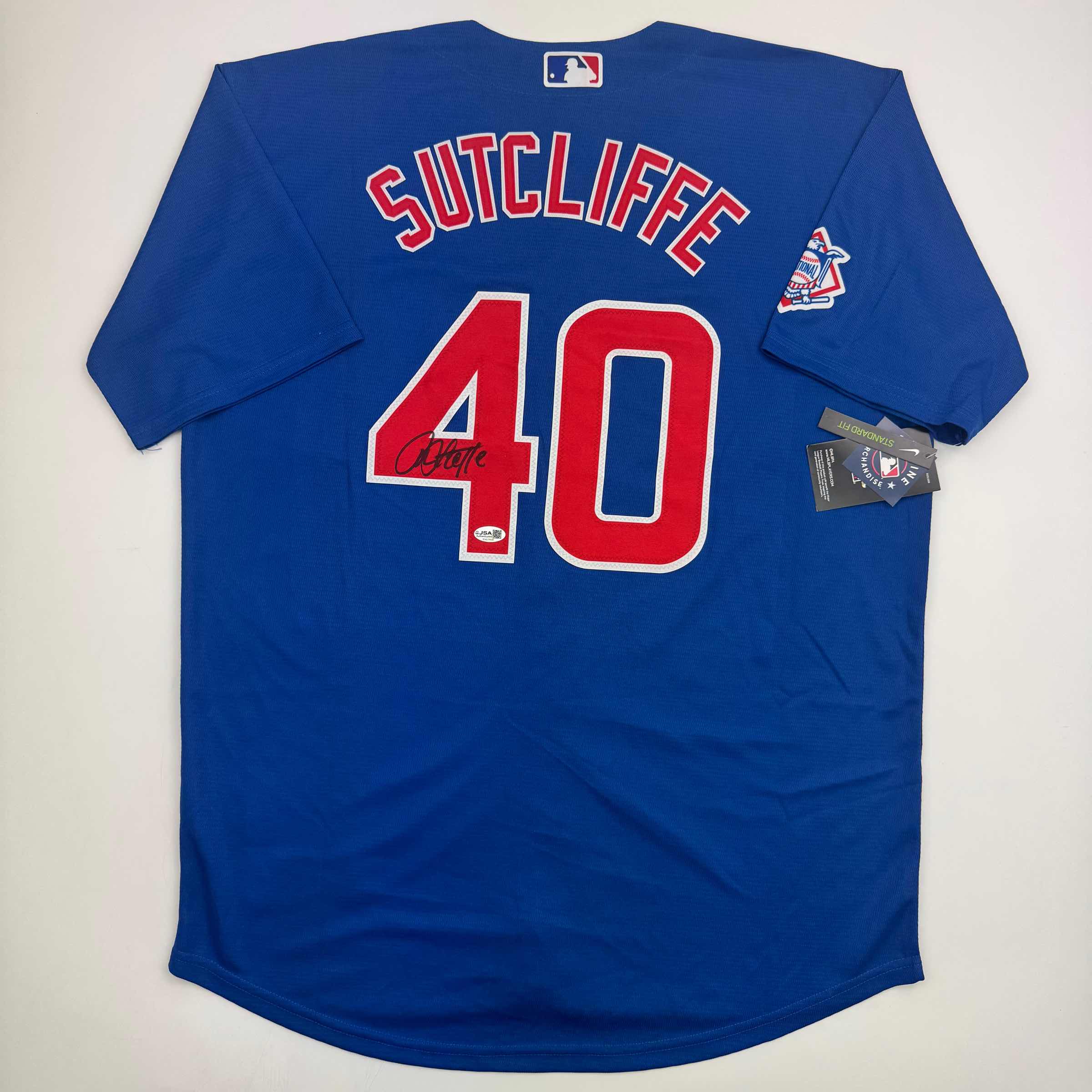 Autographed/Signed Rick Sutcliffe Chicago Blue Baseball Jersey Beckett BAS COA