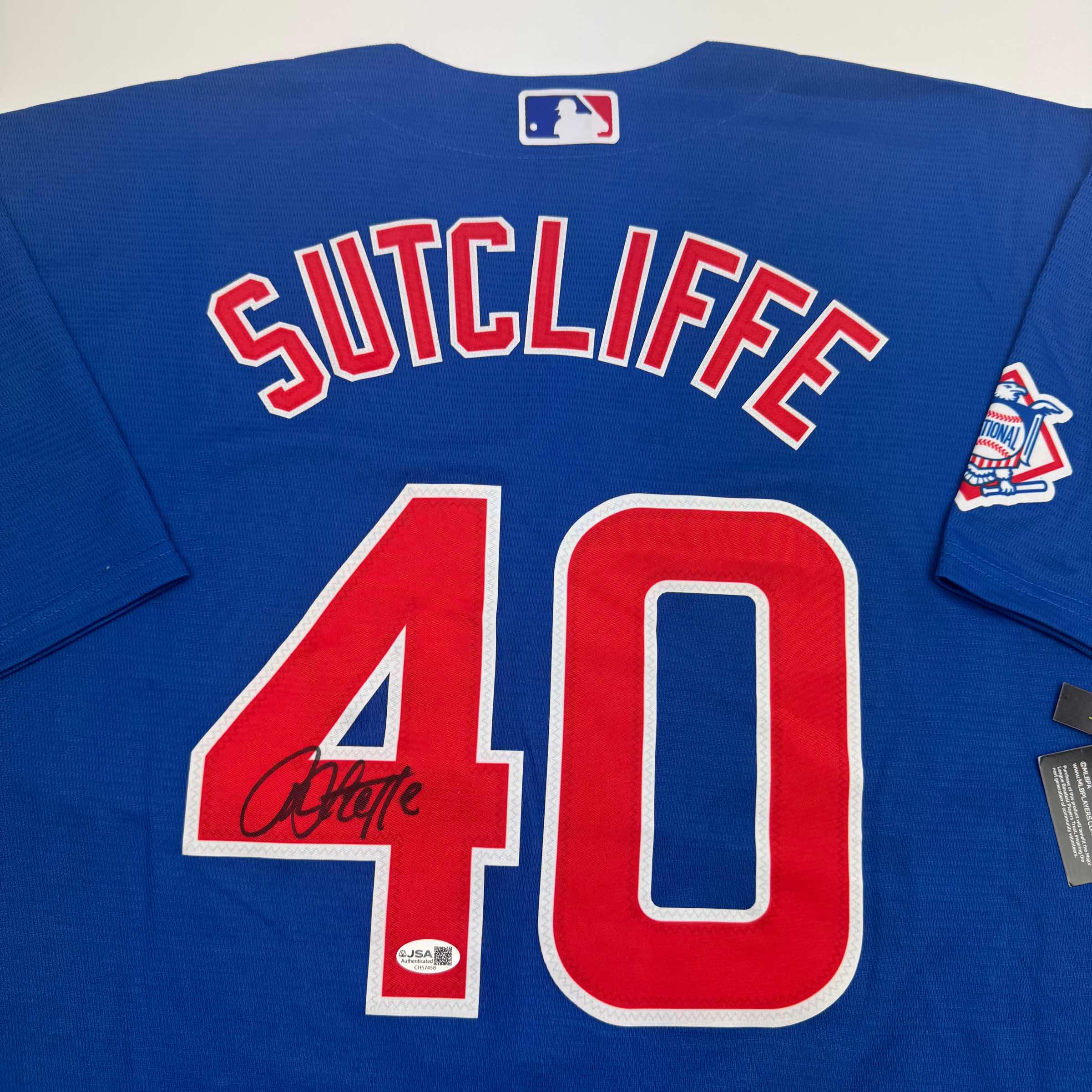 Autographed/Signed Rick Sutcliffe Chicago Blue Baseball Jersey Beckett BAS COA