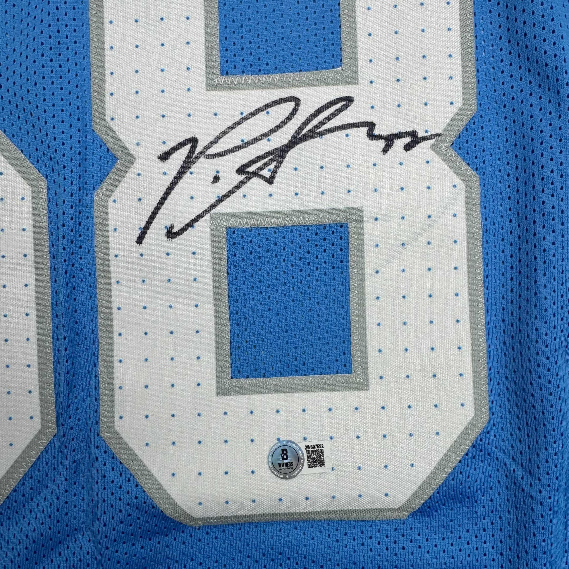 Autographed/Signed Penei Sewell Detroit Blue Current Football Jersey Beckett BAS COA