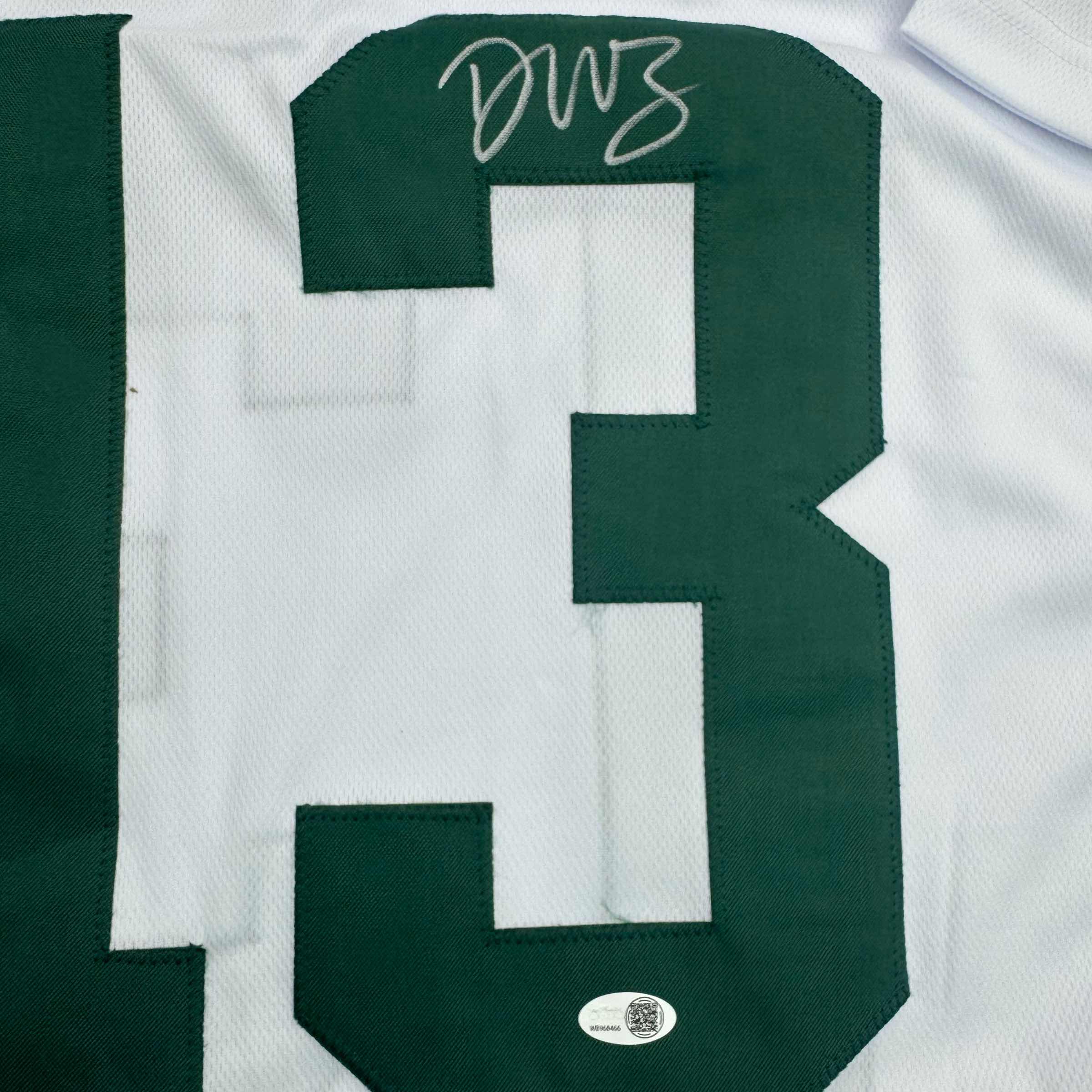 Autographed/Signed Dontayvion Wicks Green Bay White Football Jersey JSA COA