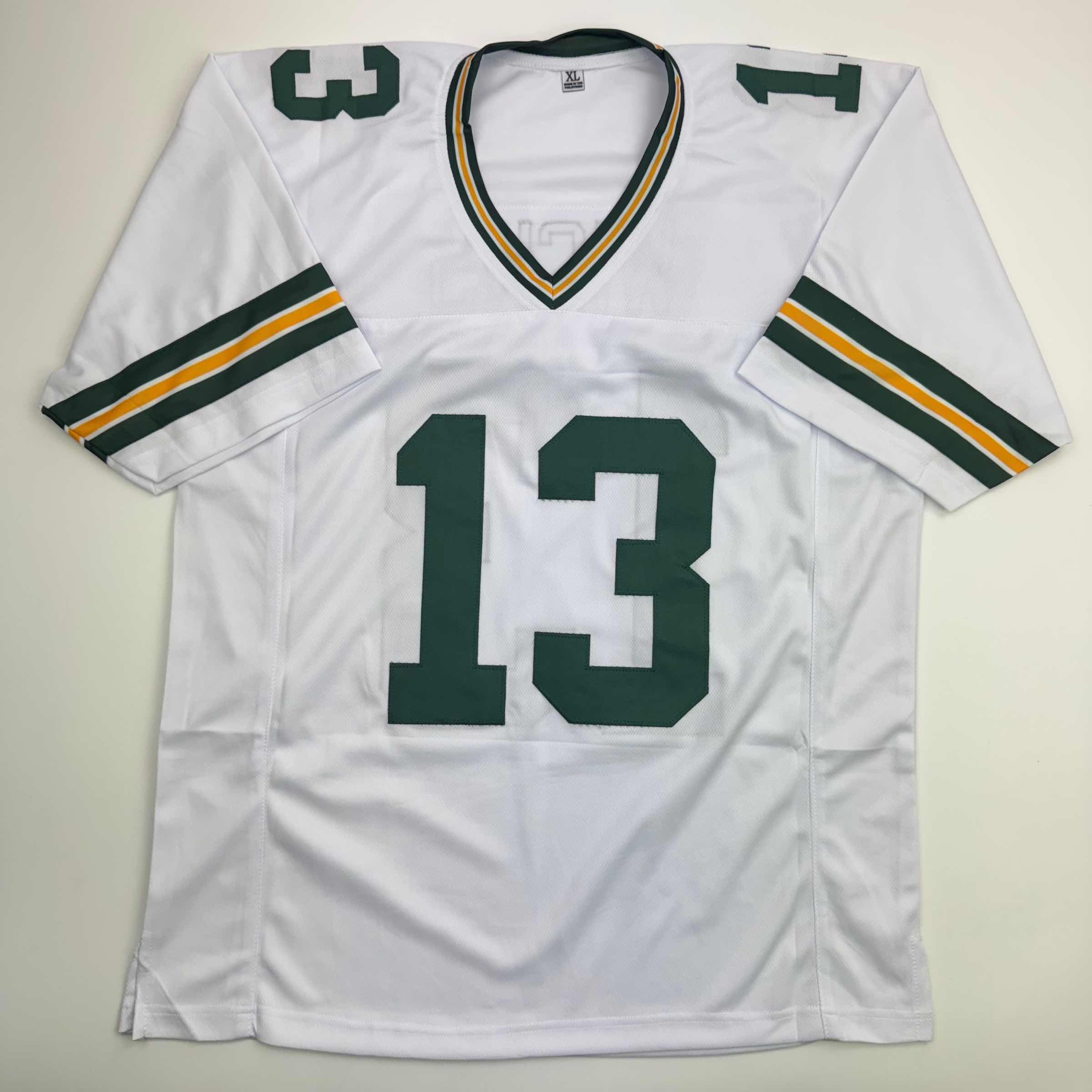 Autographed/Signed Dontayvion Wicks Green Bay White Football Jersey JSA COA