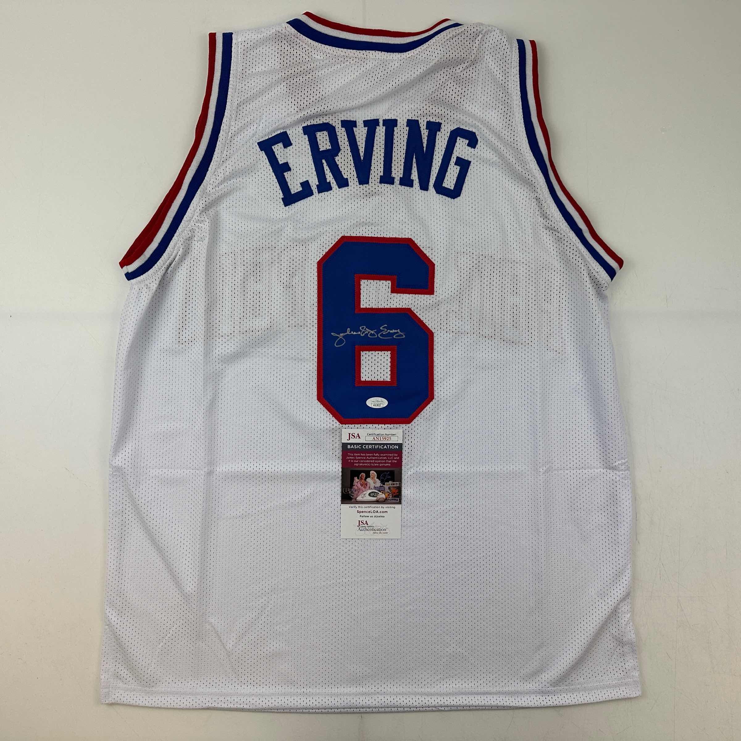 Autographed/Signed Julius Erving Dr. J Philadelphia White Basketball Jersey JSA COA