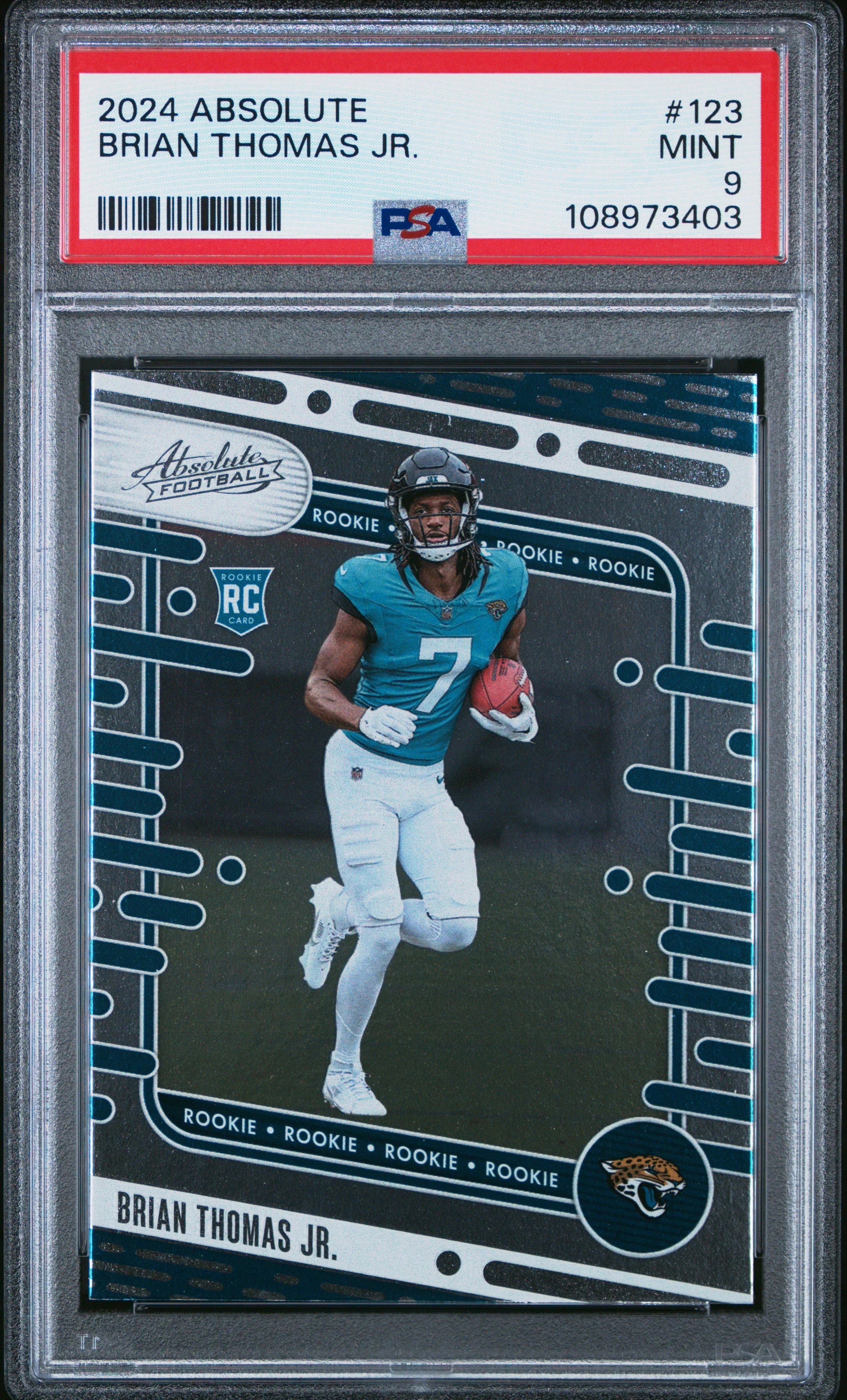 Graded 2024 Panini Absolute Brian Thomas Jr #123 Rookie RC Football Card PSA 9 Mint