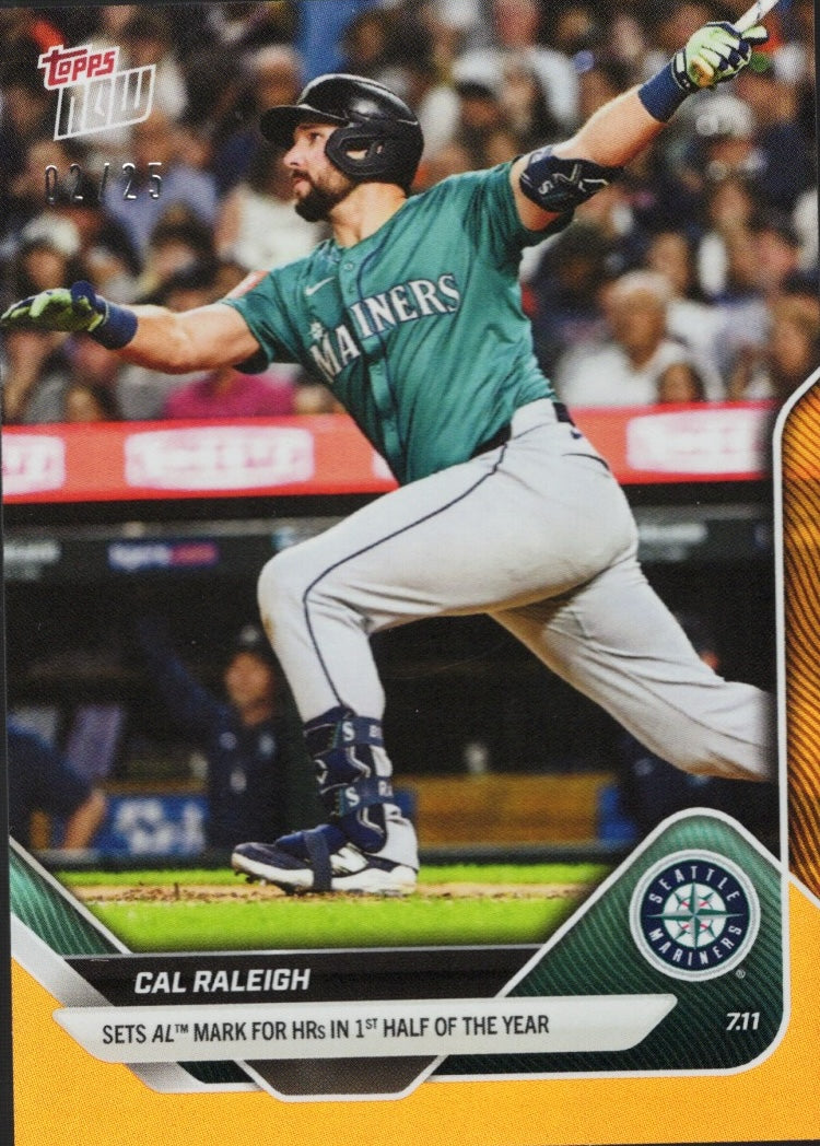 2025 Topps Now Cal Raleigh #413 Orange Foil /25 Seattle Mariners Baseball Card